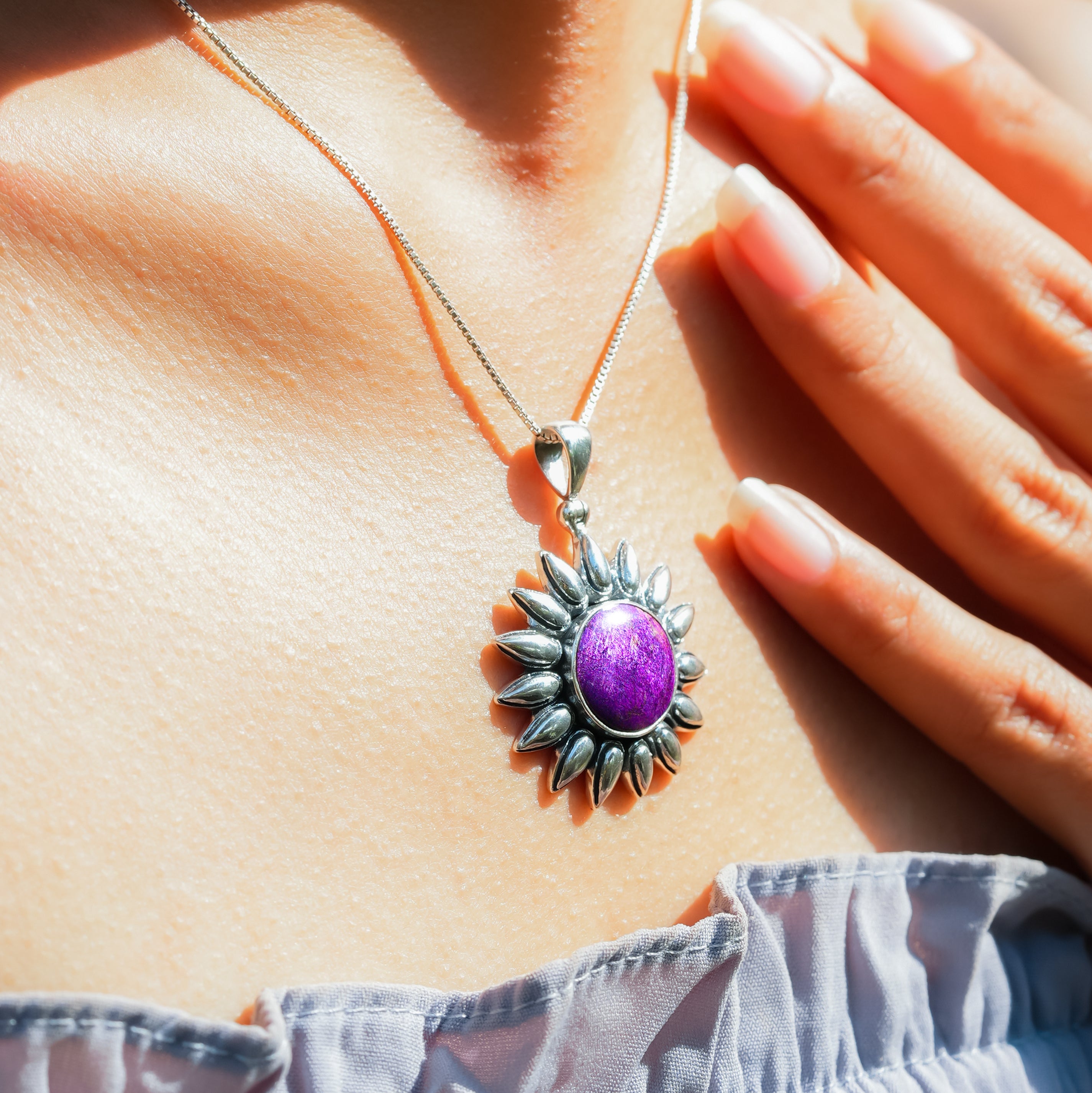 Starborn Sunflower Pendant in Sterling Silver