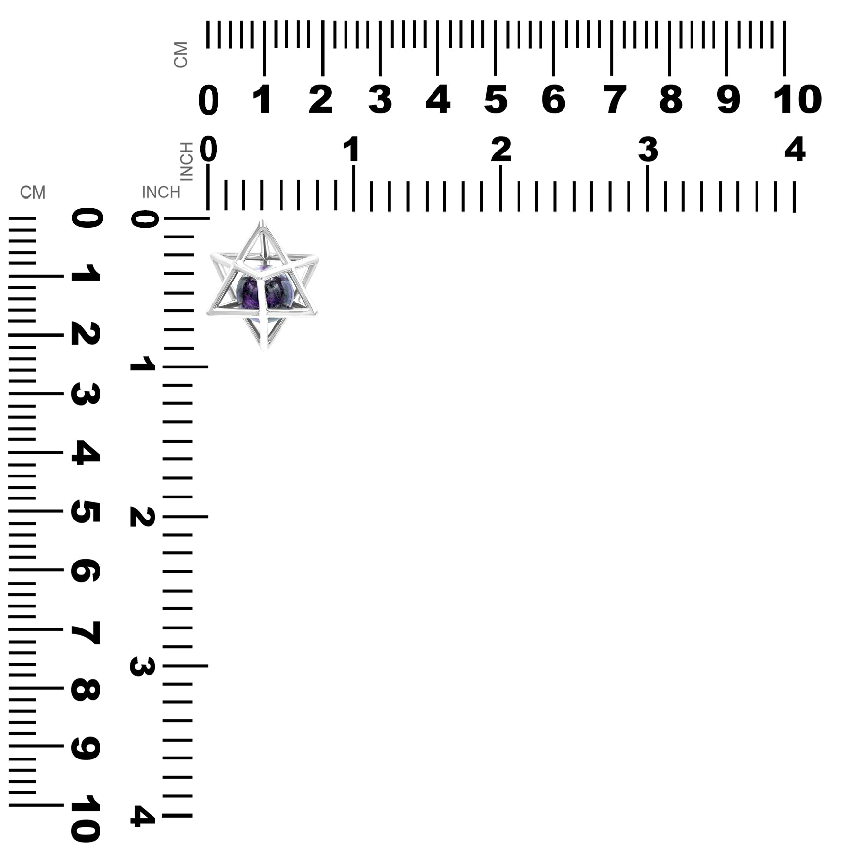 Starborn Merkabah Sterling Silver Cage Pendant and Chain with Gemstone Sphere