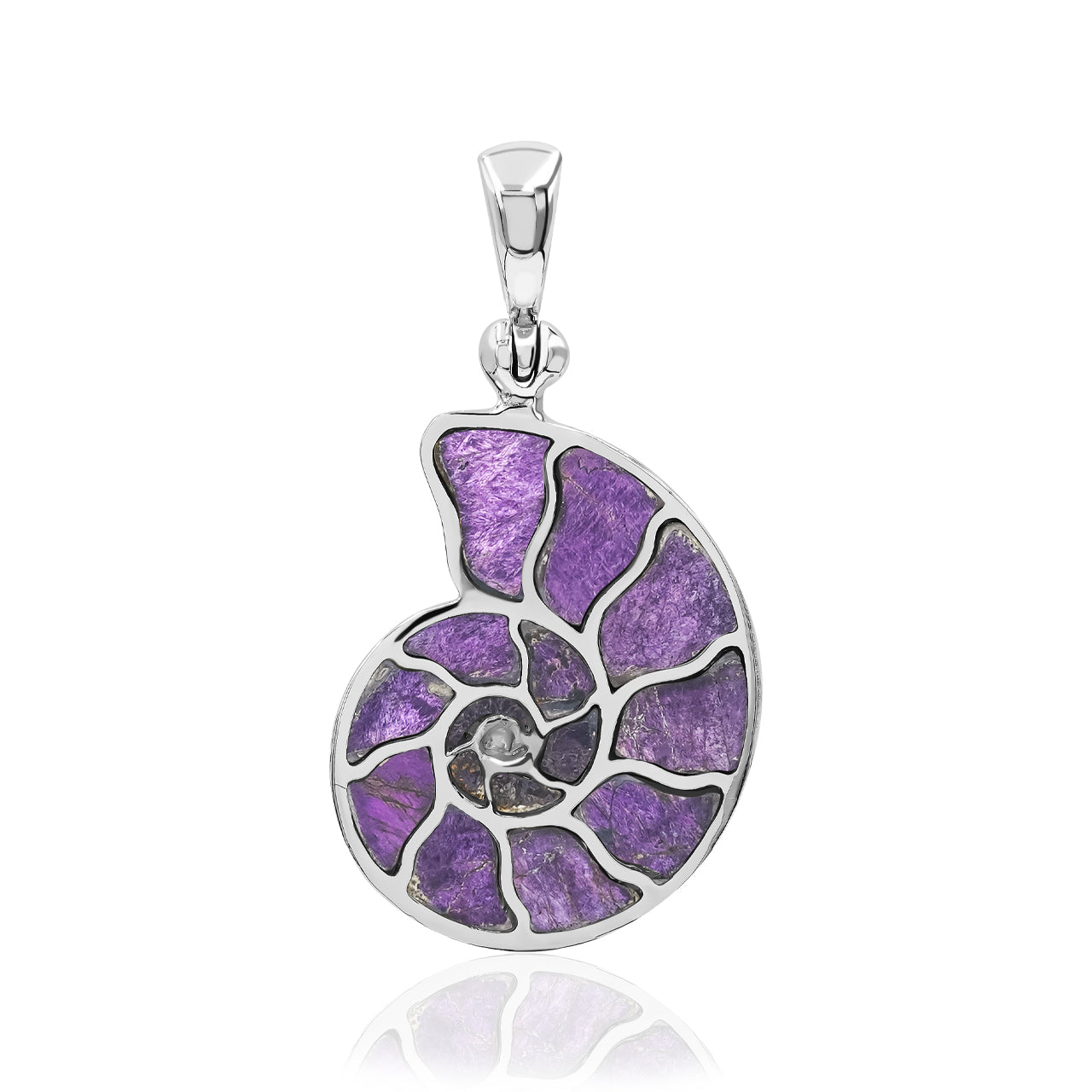 Starborn Gemstones Inlay Nautilus Ammonit Anhänger in Sterling Silber