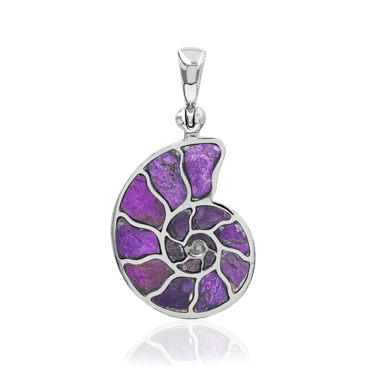 Colgante de amonita Nautilus con incrustaciones de piedras preciosas Starborn en plata de ley