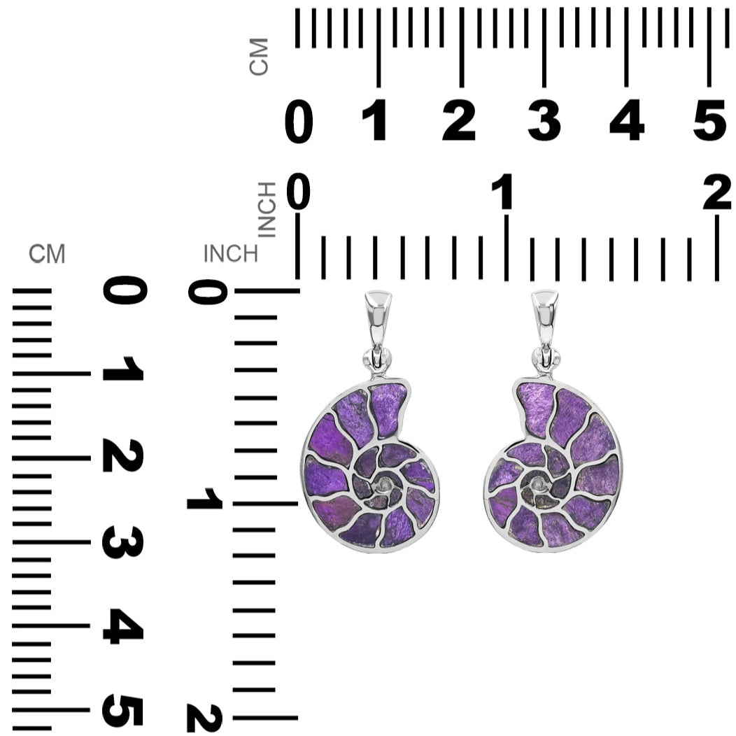 Starborn Purpurite Inlay Nautilus Ammonite Pendant in Sterling Silver - Small