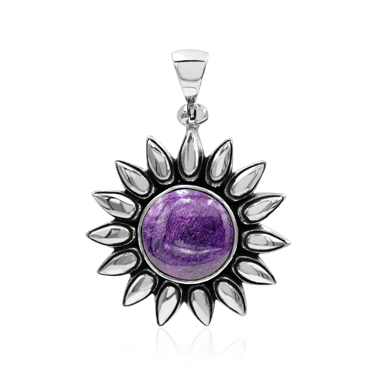 Starborn Purpurite Sunflower Pendant in Sterling Silver