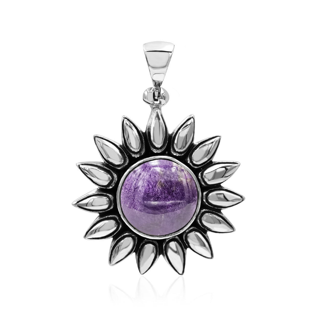 Starborn Purpurite Sunflower Pendant in Sterling Silver