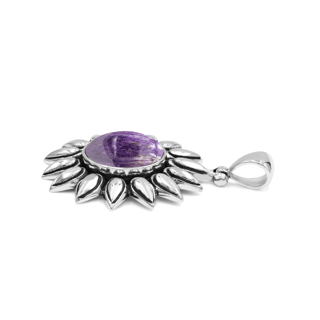 Starborn Purpurite Sunflower Pendant in Sterling Silver