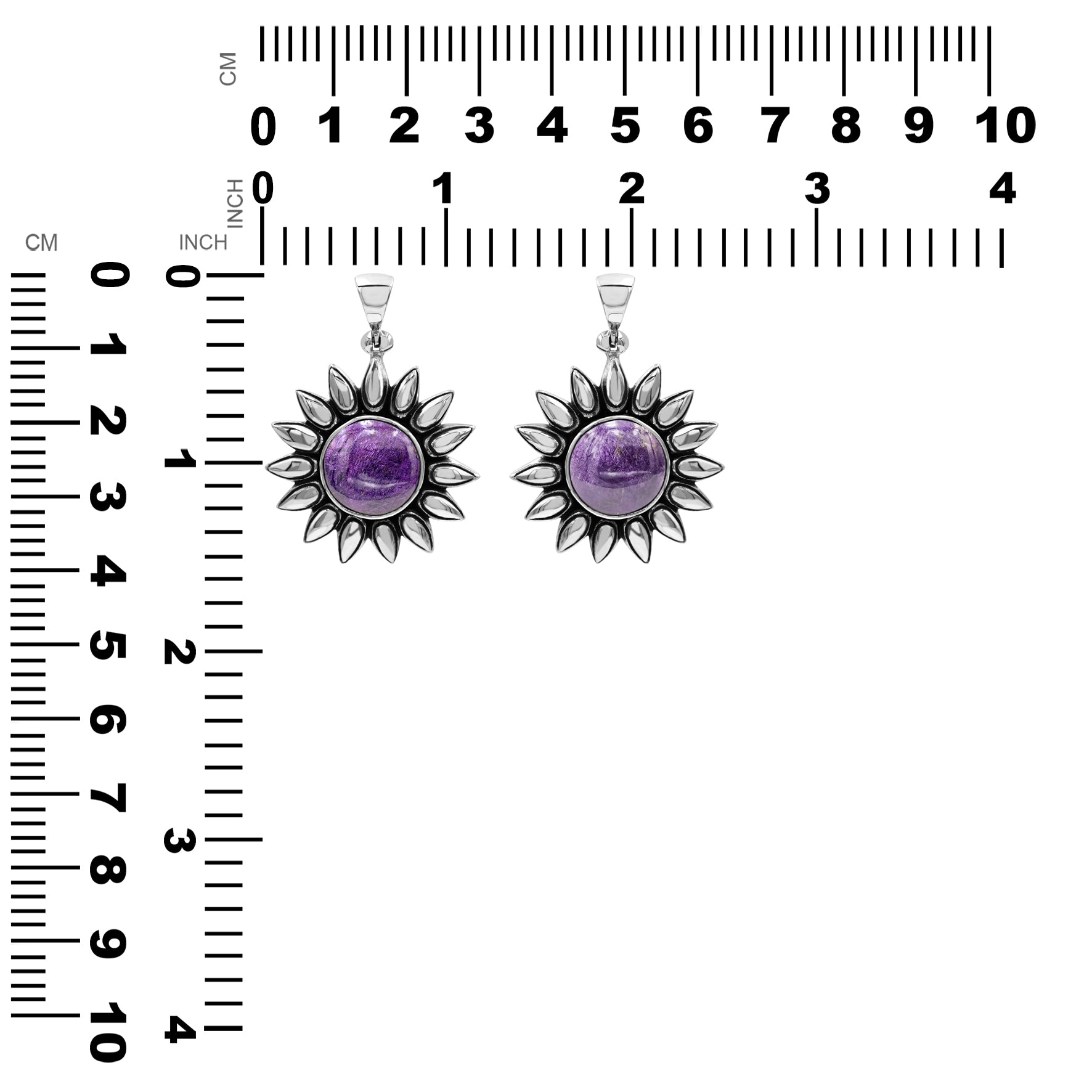 Starborn Purpurite Sunflower Pendant in Sterling Silver