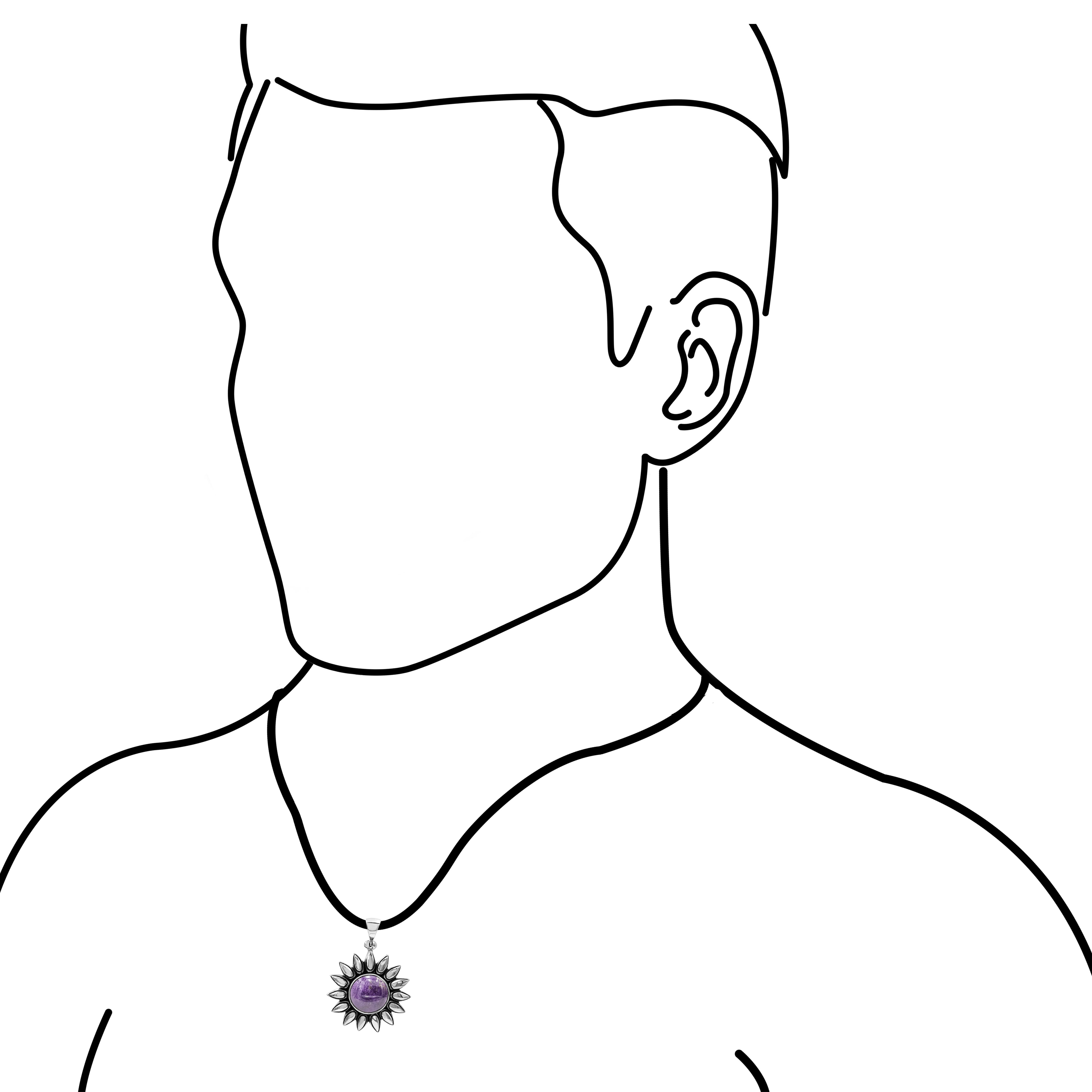 Starborn Purpurite Sunflower Pendant in Sterling Silver