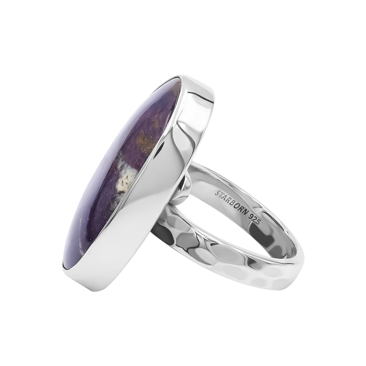Ovaler Starborn-Purpurit-Ring aus Sterlingsilber