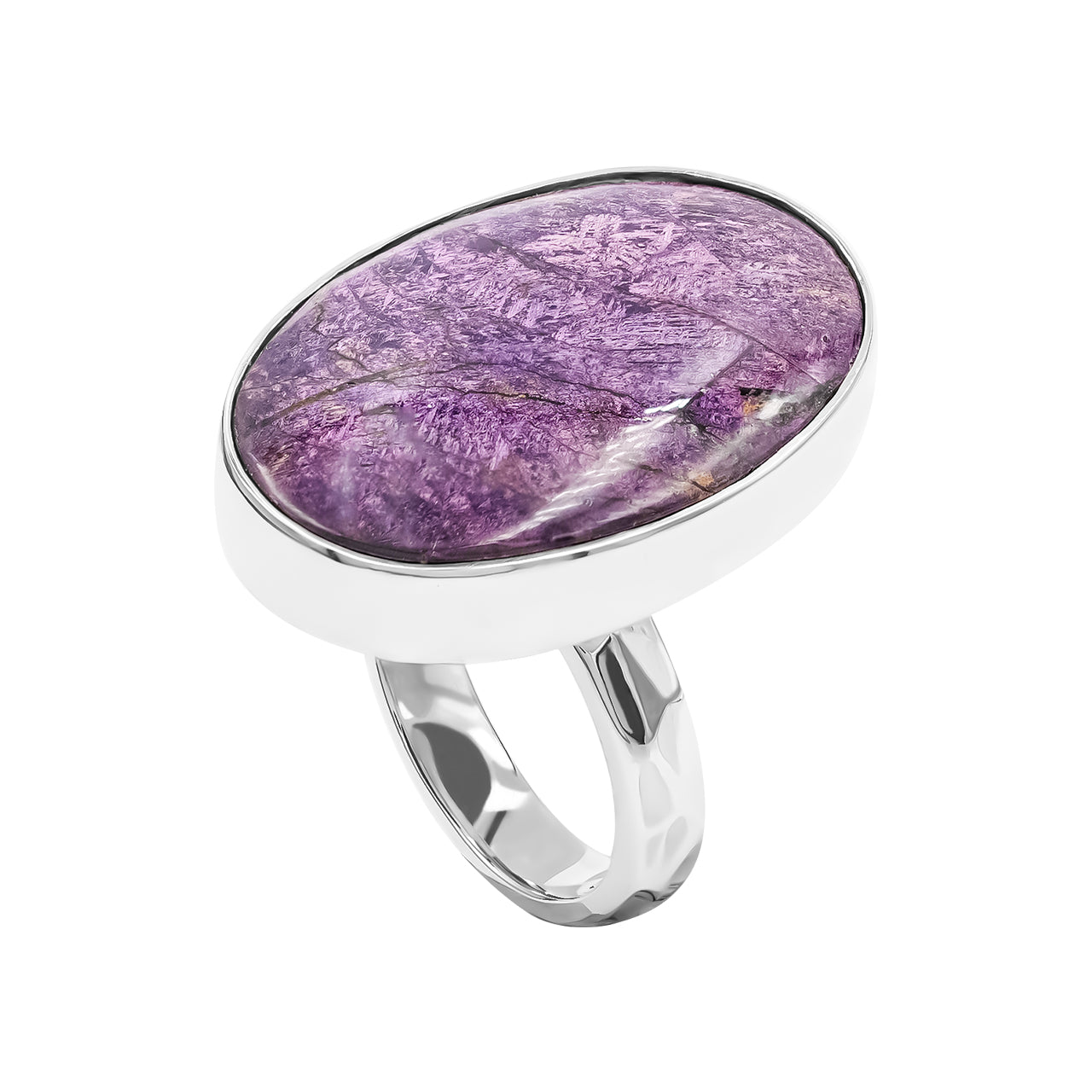 Ovaler Starborn-Purpurit-Ring aus Sterlingsilber