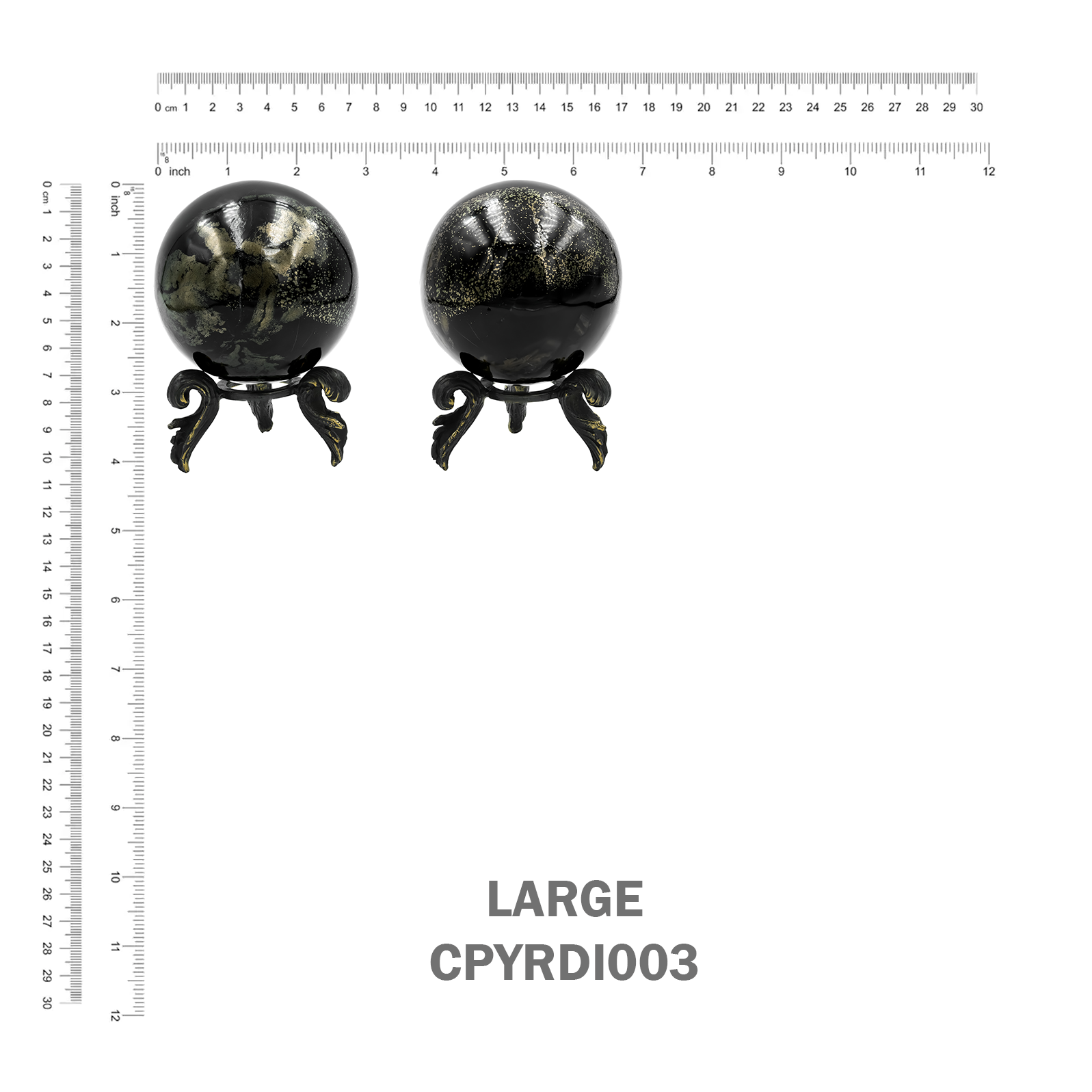 Esfera de exhibición de pirita Starborn Schiefer con soporte de latón