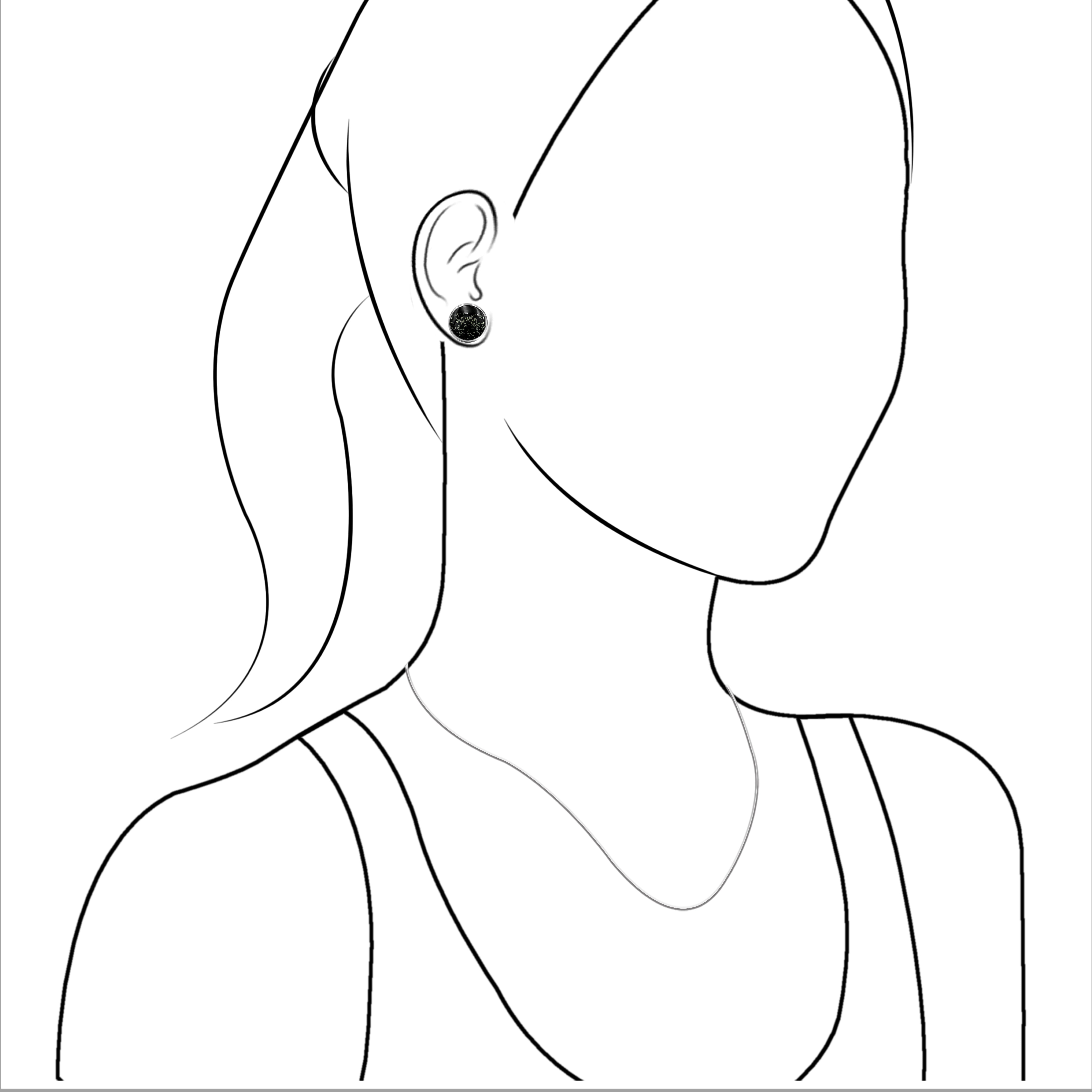 Aretes con poste redondo de esquisto y pirita Starborn en plata de ley