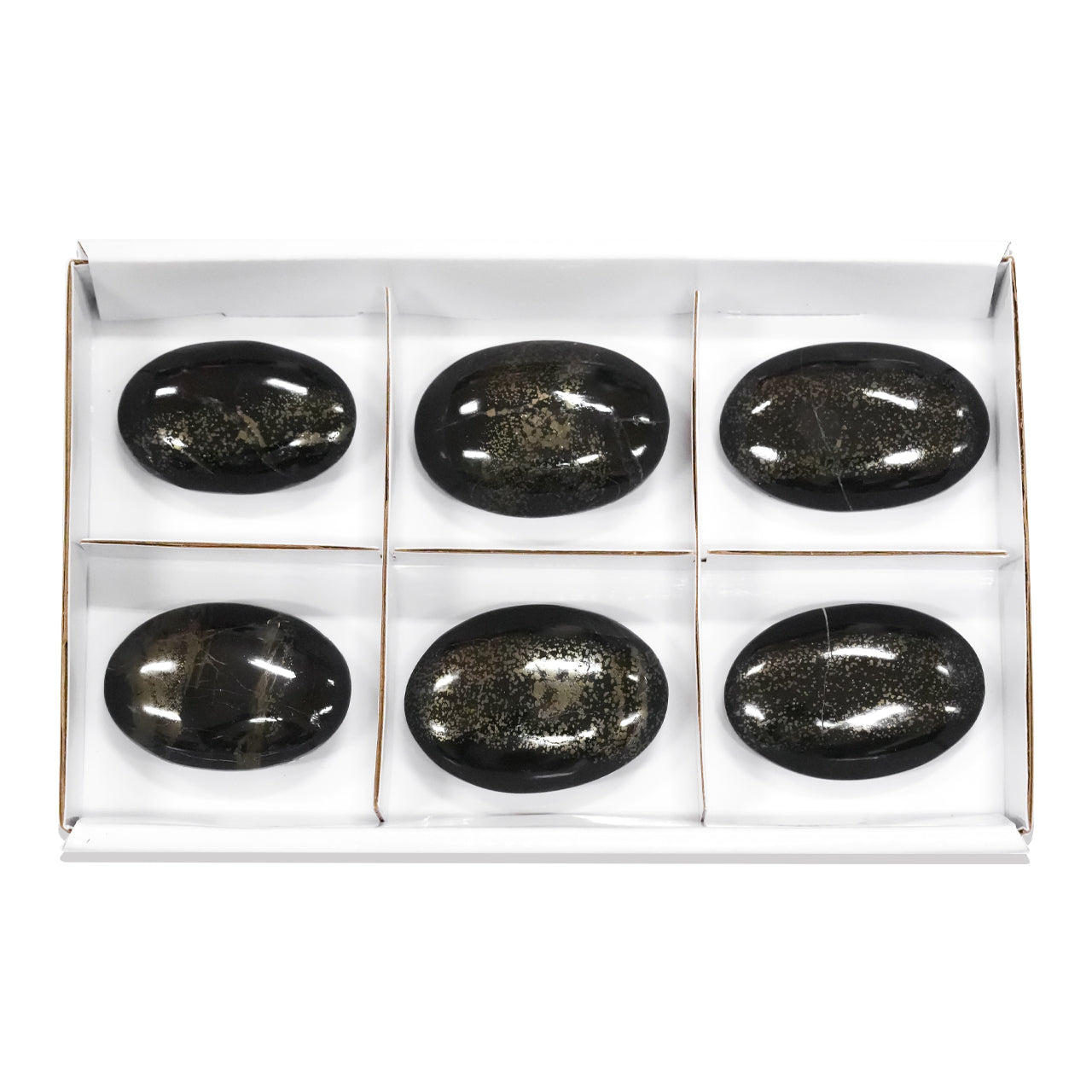 Starborn Schiefer Pyrite Palm Stone Flat 350g - 6 pcs