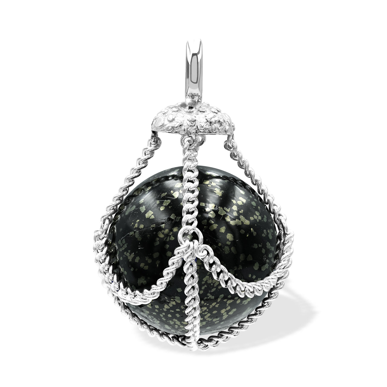 Starborn Sphere Gemstone in Basket Pendant in Sterling Silver