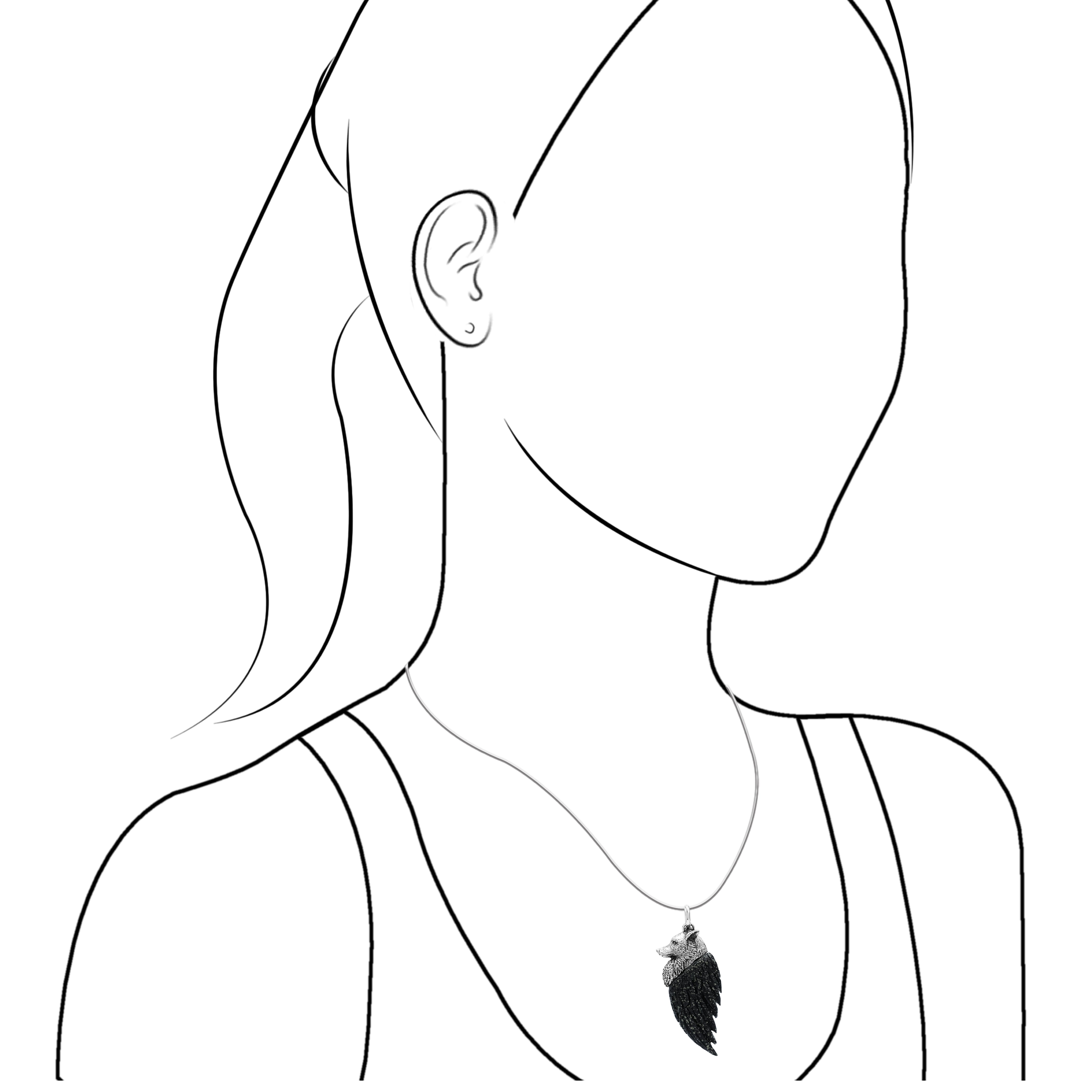 Colgante estilo lobo alado con piedras preciosas talladas de Starborn en plata de ley