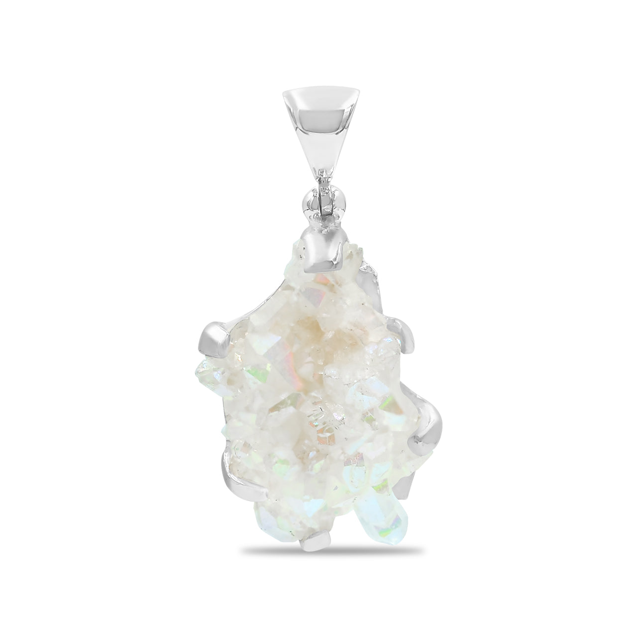 Starborn Quartz Crystal Prong Set Pendant in Sterling Silver