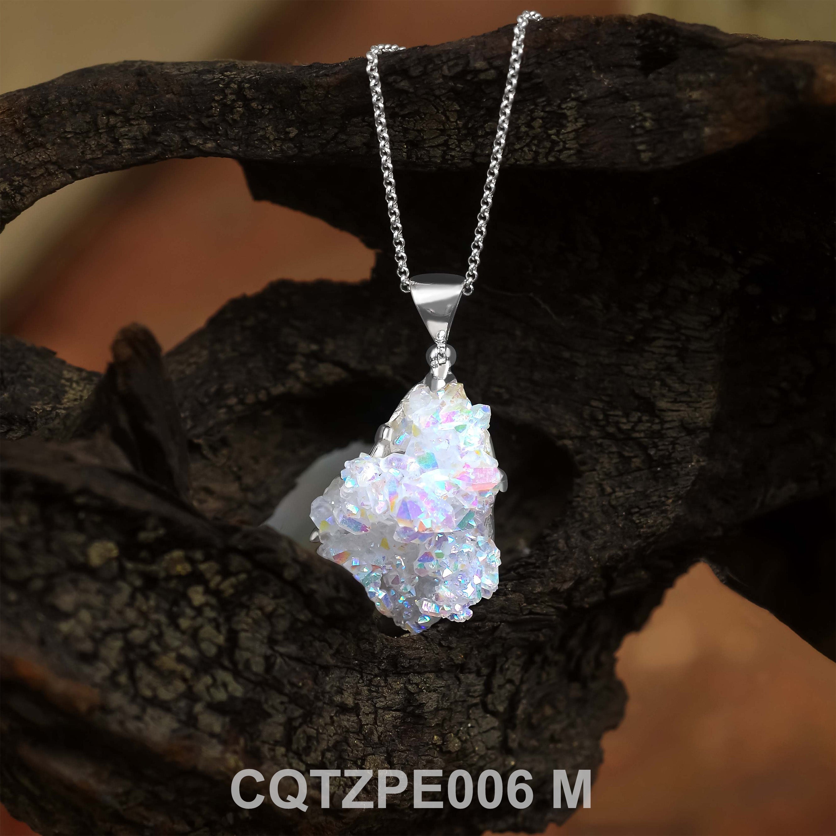 Starborn Quartz Crystal Prong Set Pendant in Sterling Silver