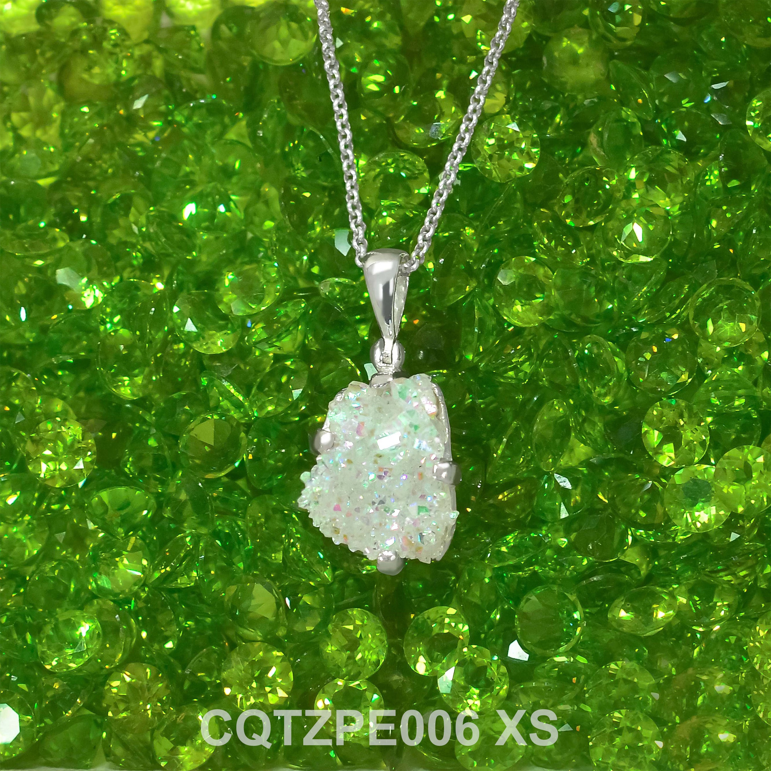 Starborn Quartz Crystal Prong Set Pendant in Sterling Silver