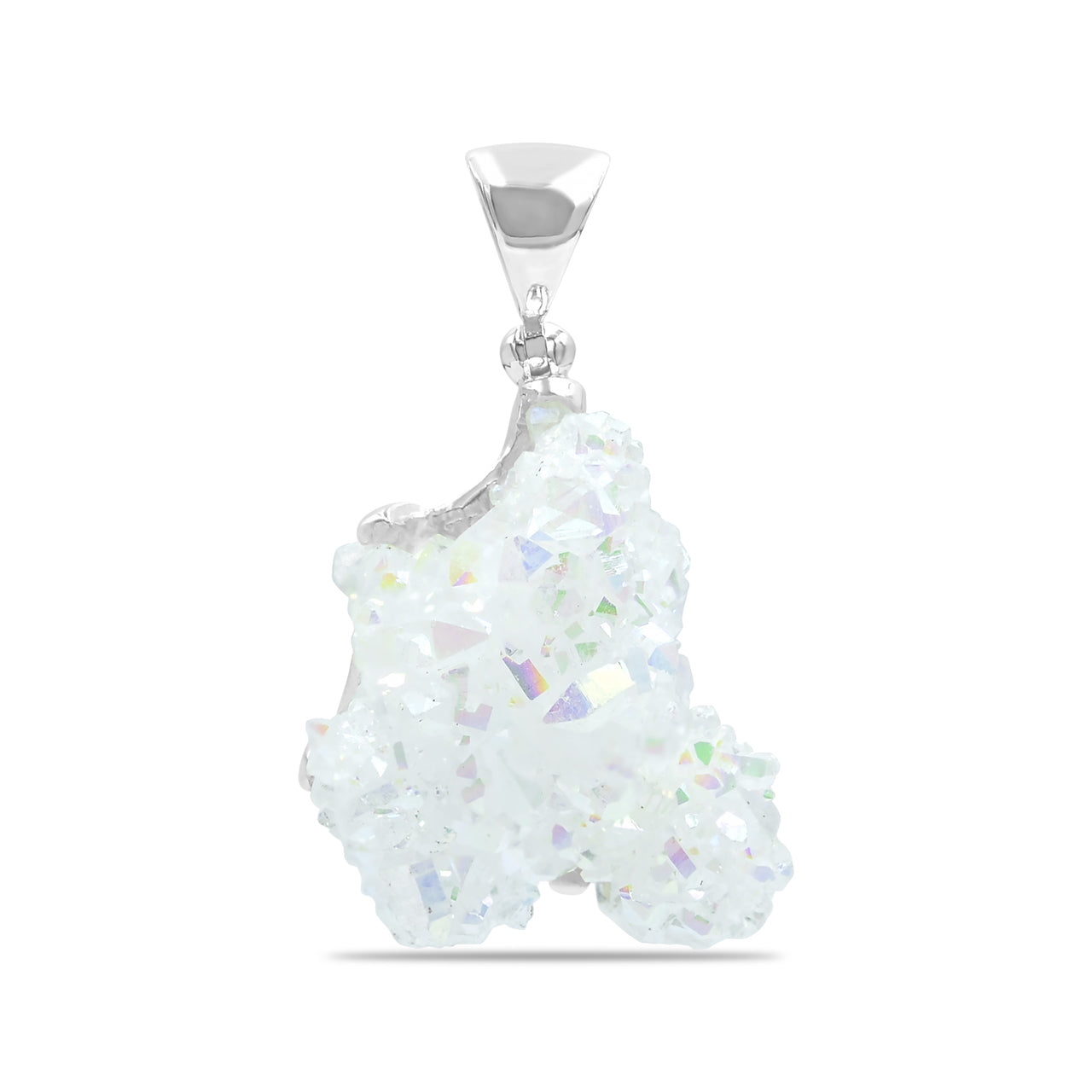 Starborn Quartz Crystal Prong Set Pendant in Sterling Silver