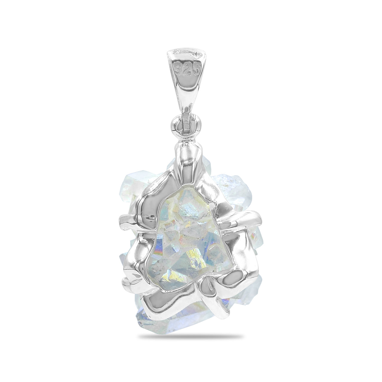 Starborn Quartz Crystal Prong Set Pendant in Sterling Silver