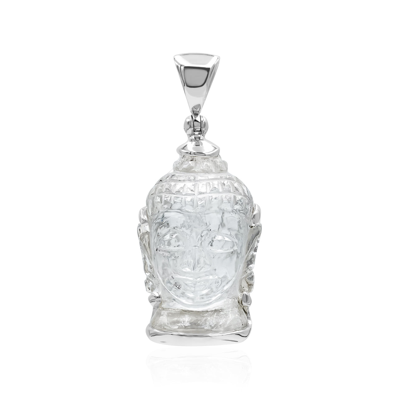 Starborn Carved Quartz Buddha Head Pendant in Sterling Silver
