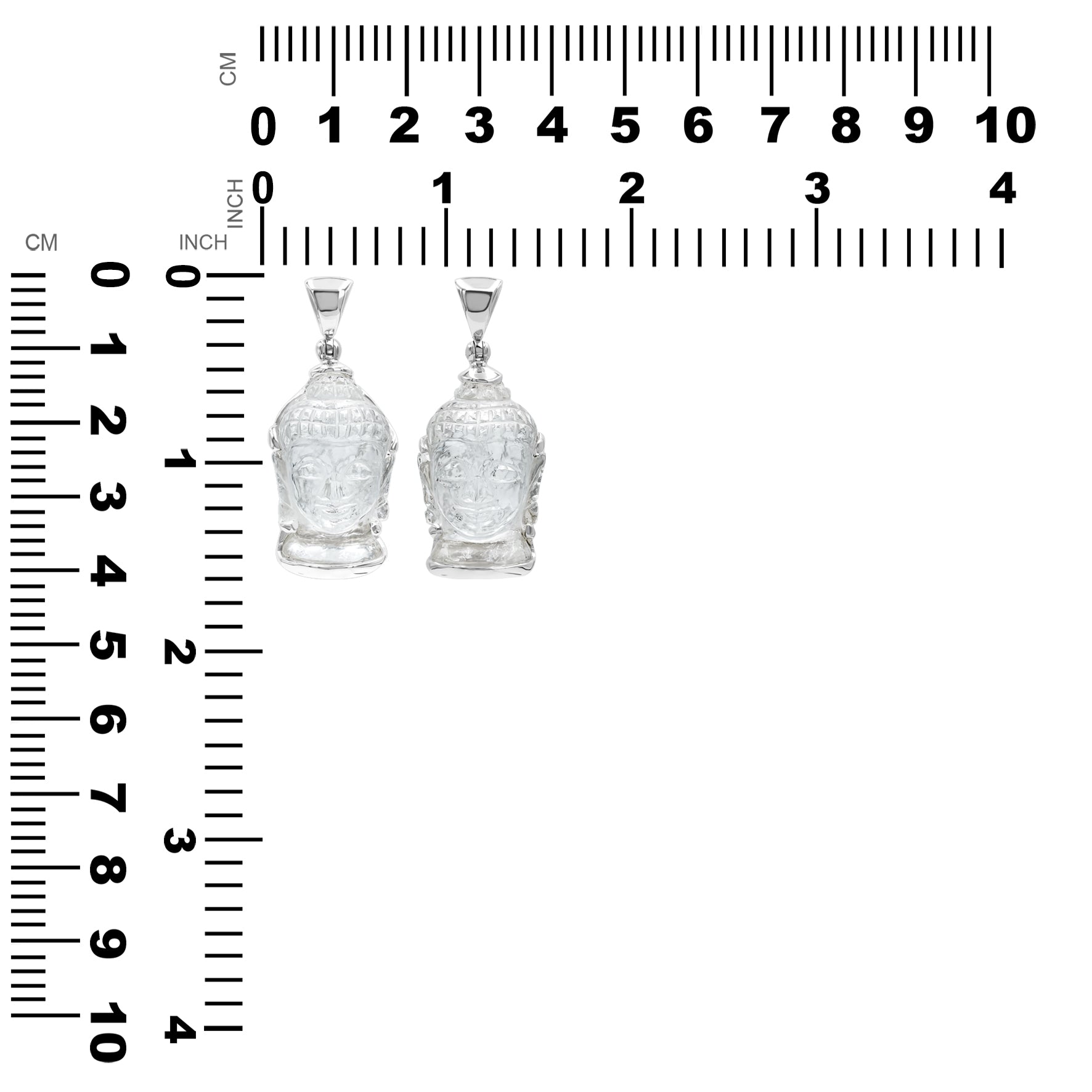 Starborn Carved Quartz Buddha Head Pendant in Sterling Silver