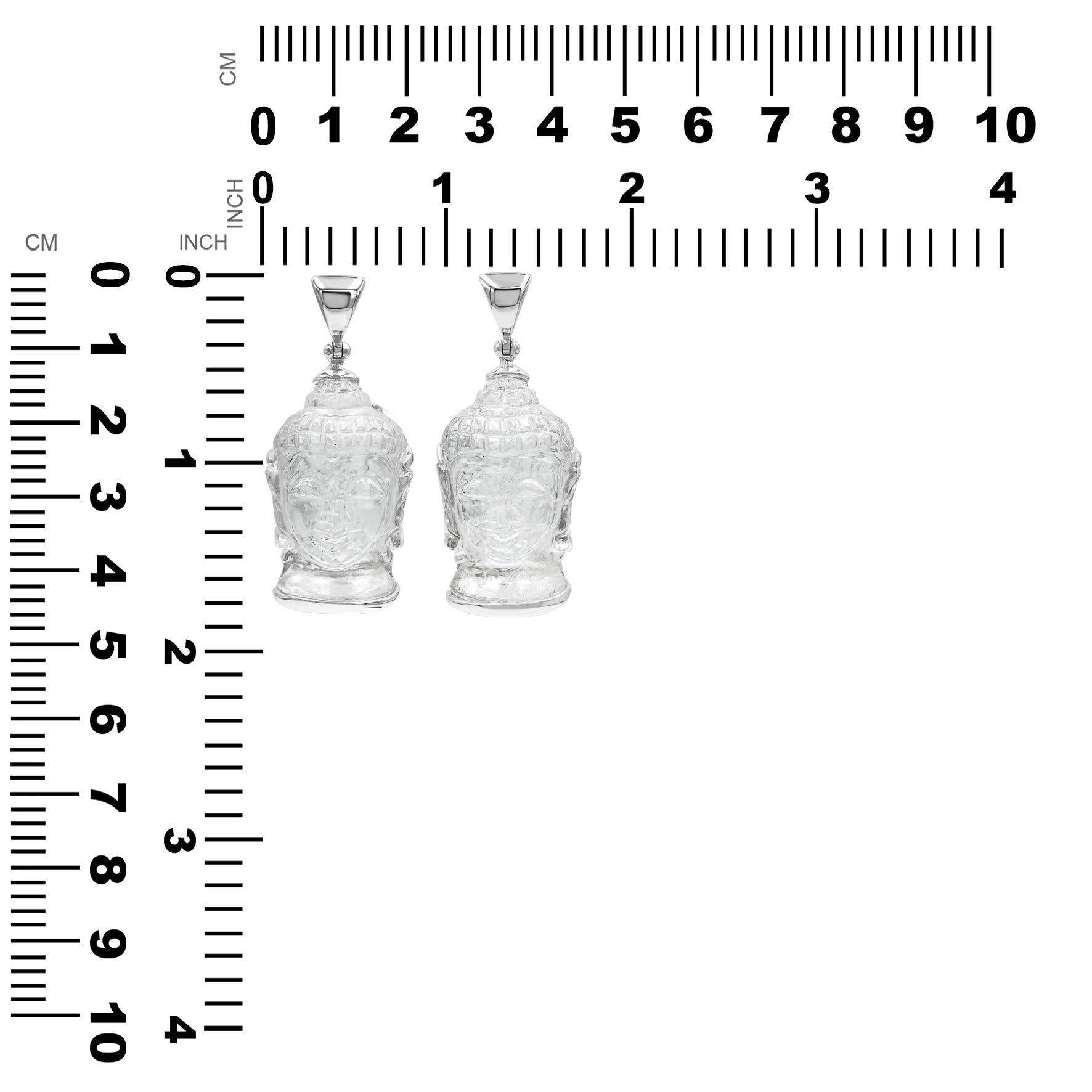 Starborn Carved Quartz Buddha Head Pendant in Sterling Silver