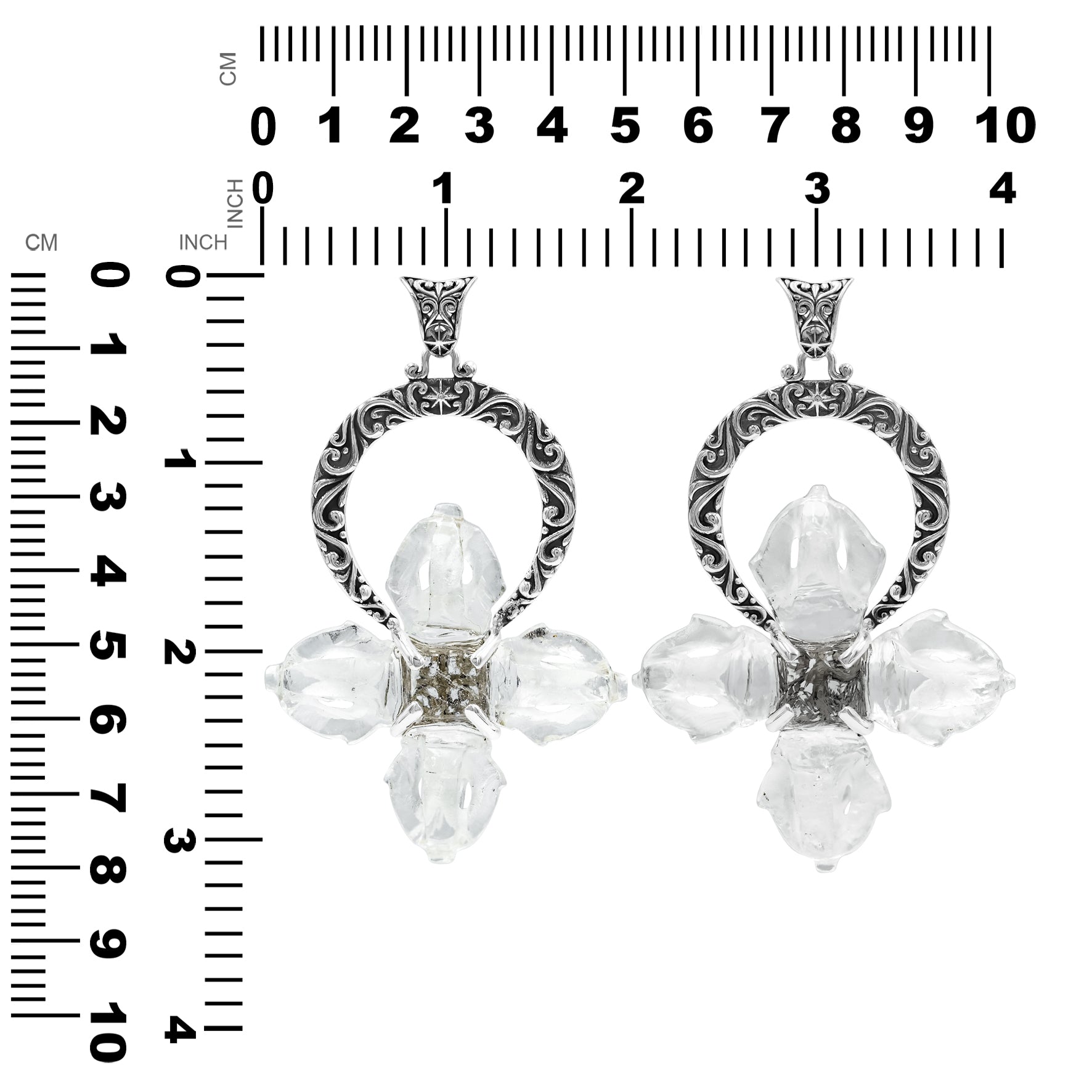 Starborn Carved Quartz Phurba Pendant in Filigree Style Sterling Silver