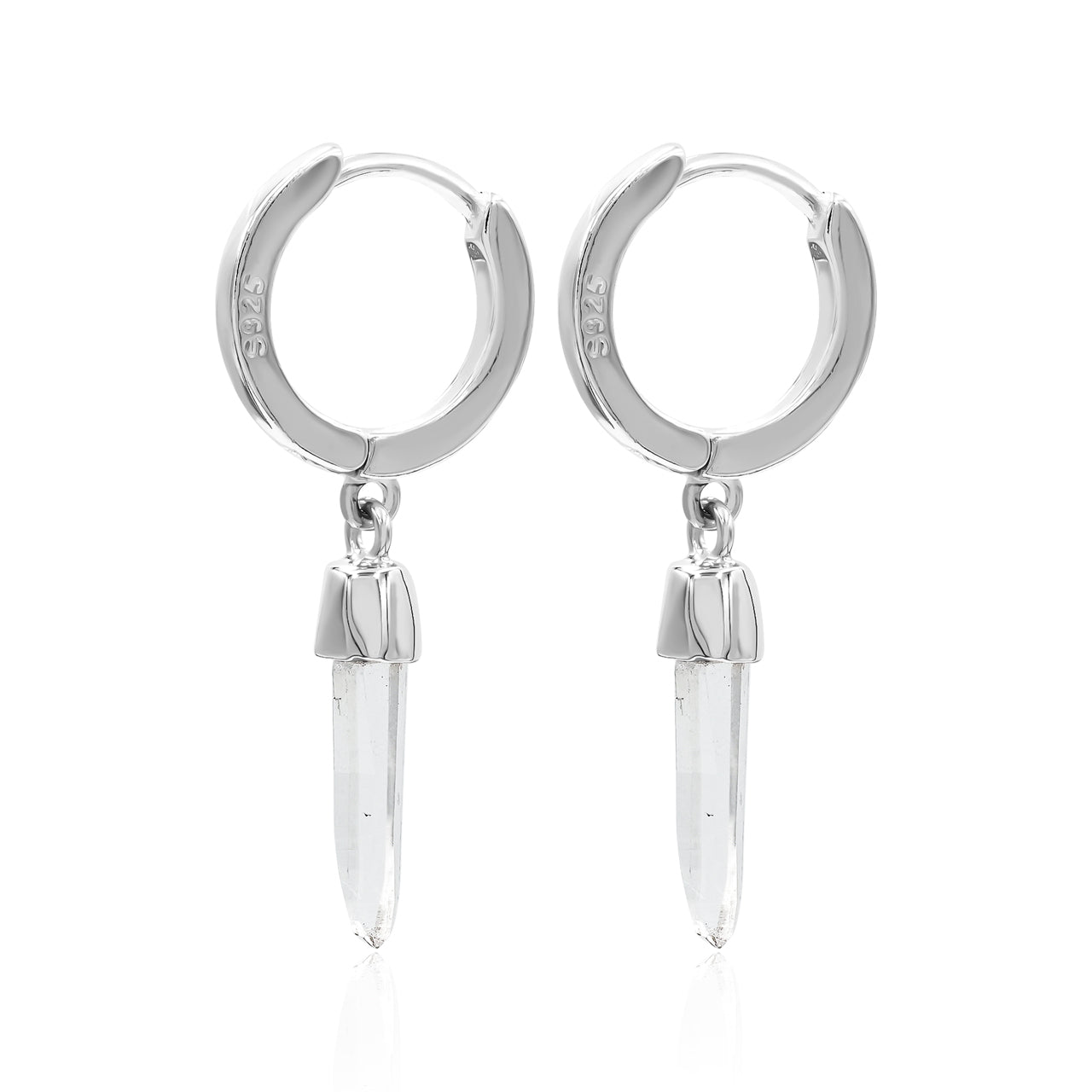 Quartz Crystal 10mm Mini Hoop Earrings