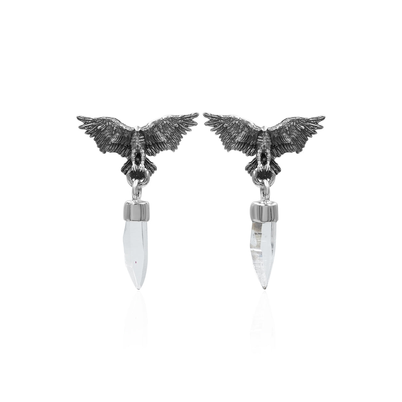 Starborn Quartz Crystal in Sterling Silver Eagle Earrings