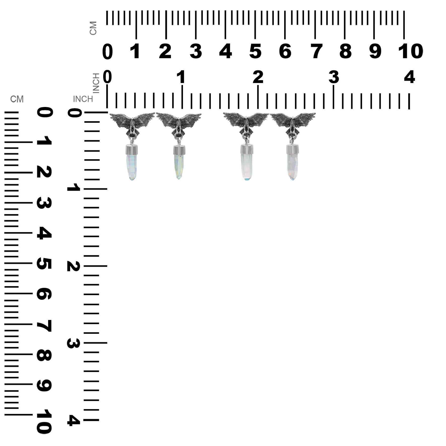 Starborn Angel Aura Quartz Crystal in Sterling Silver Eagle Earrings