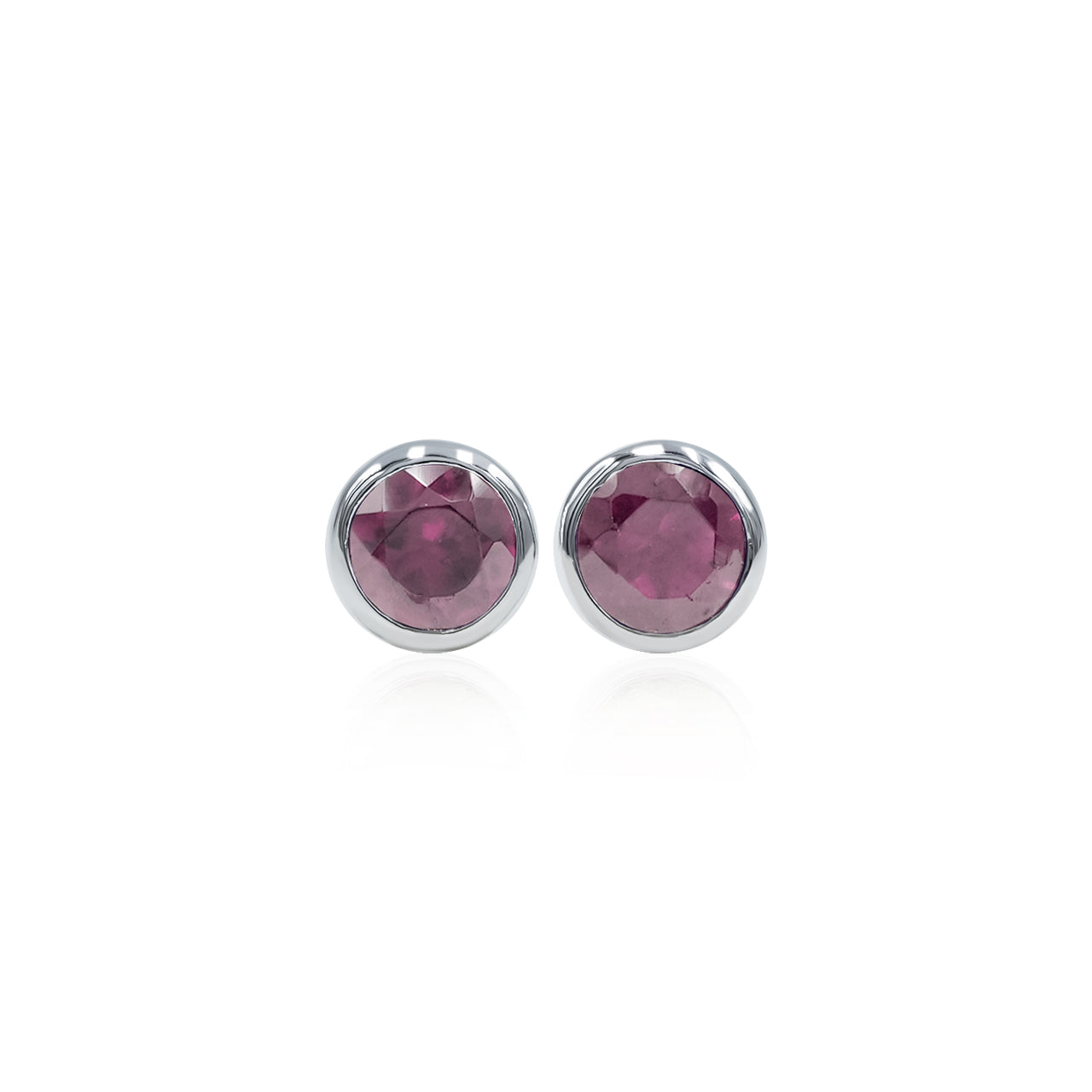 Starborn Faceted Round 4mm Bezel Style Post Earrings in Sterling Silver