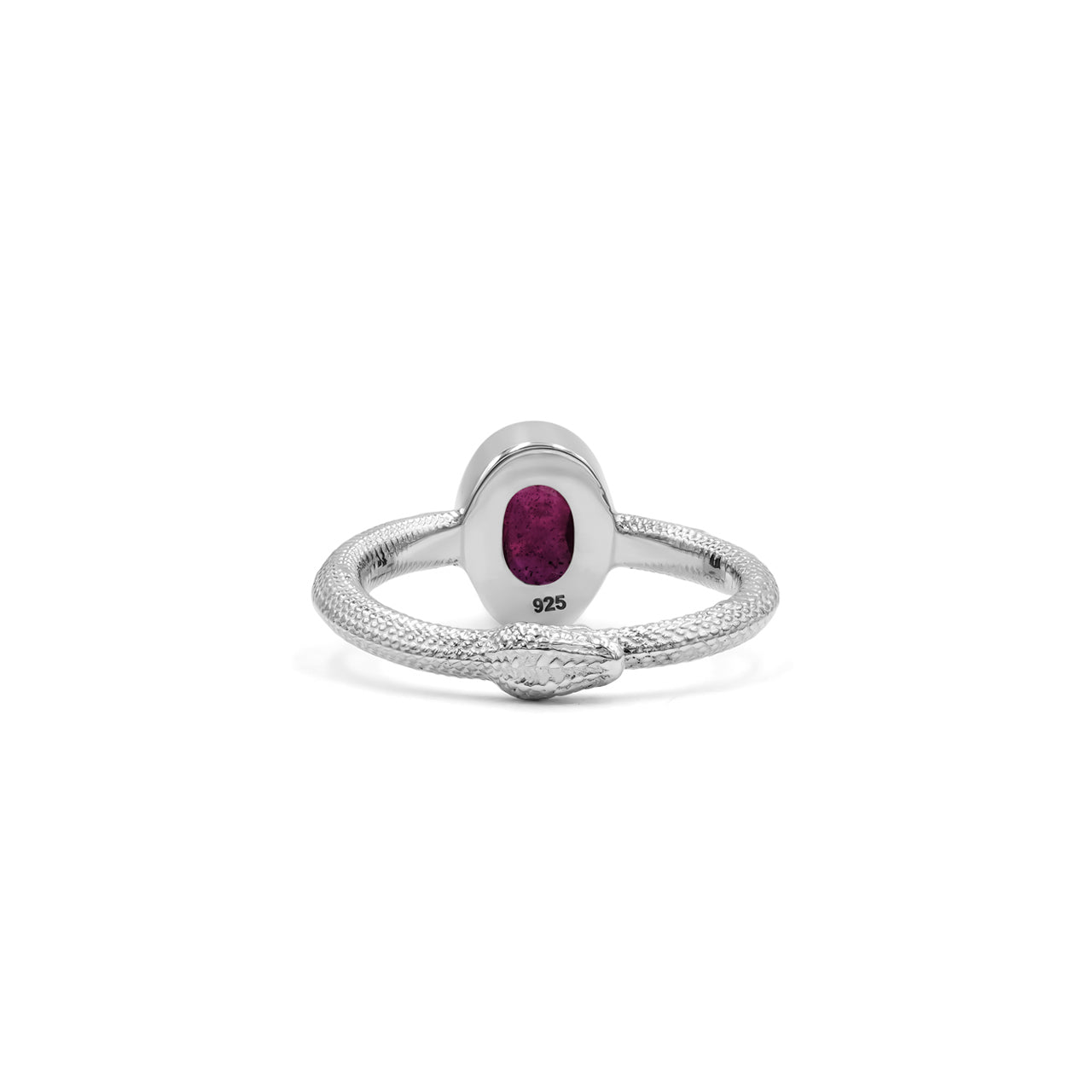 Starborn Ouroboros Ring with Faceted Ruby in Sterling Silver
