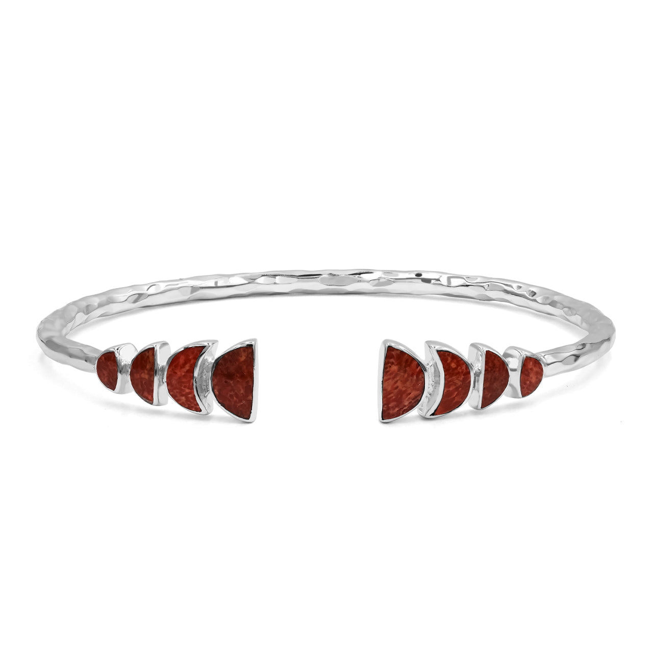 Starborn Gemstone with Partial Lunar Eclipse Design Open Bangle Bracelet in Sterling Silver