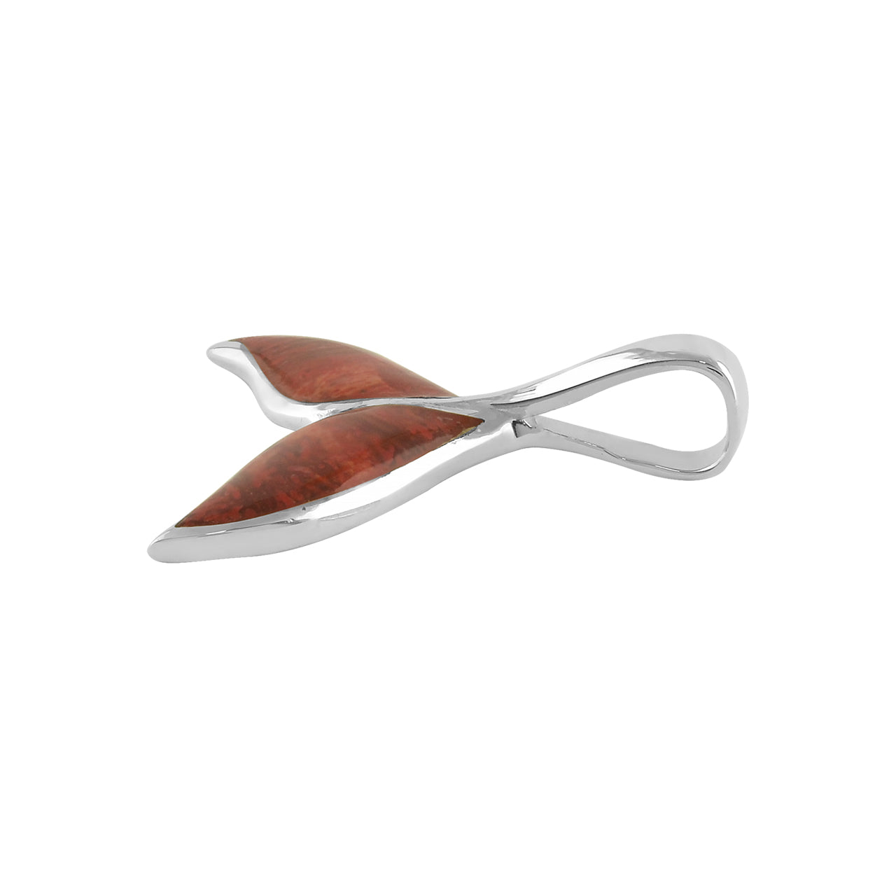 Starborn Red Coral Whale Tail Pendant in Sterling Silver