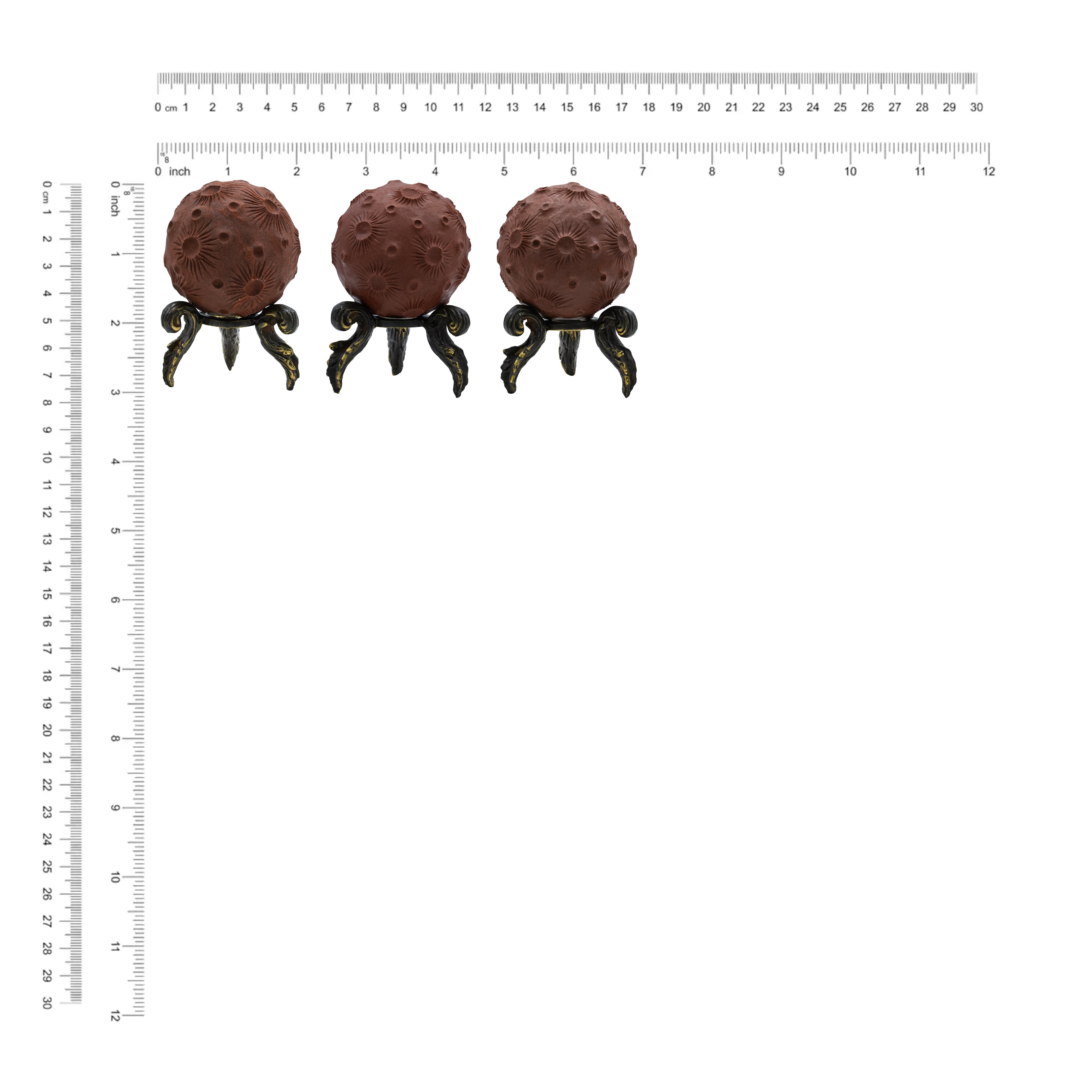 Starborn Carved "Moon" Sedona Vortex Red Rock Sphere Display with Brass Stand