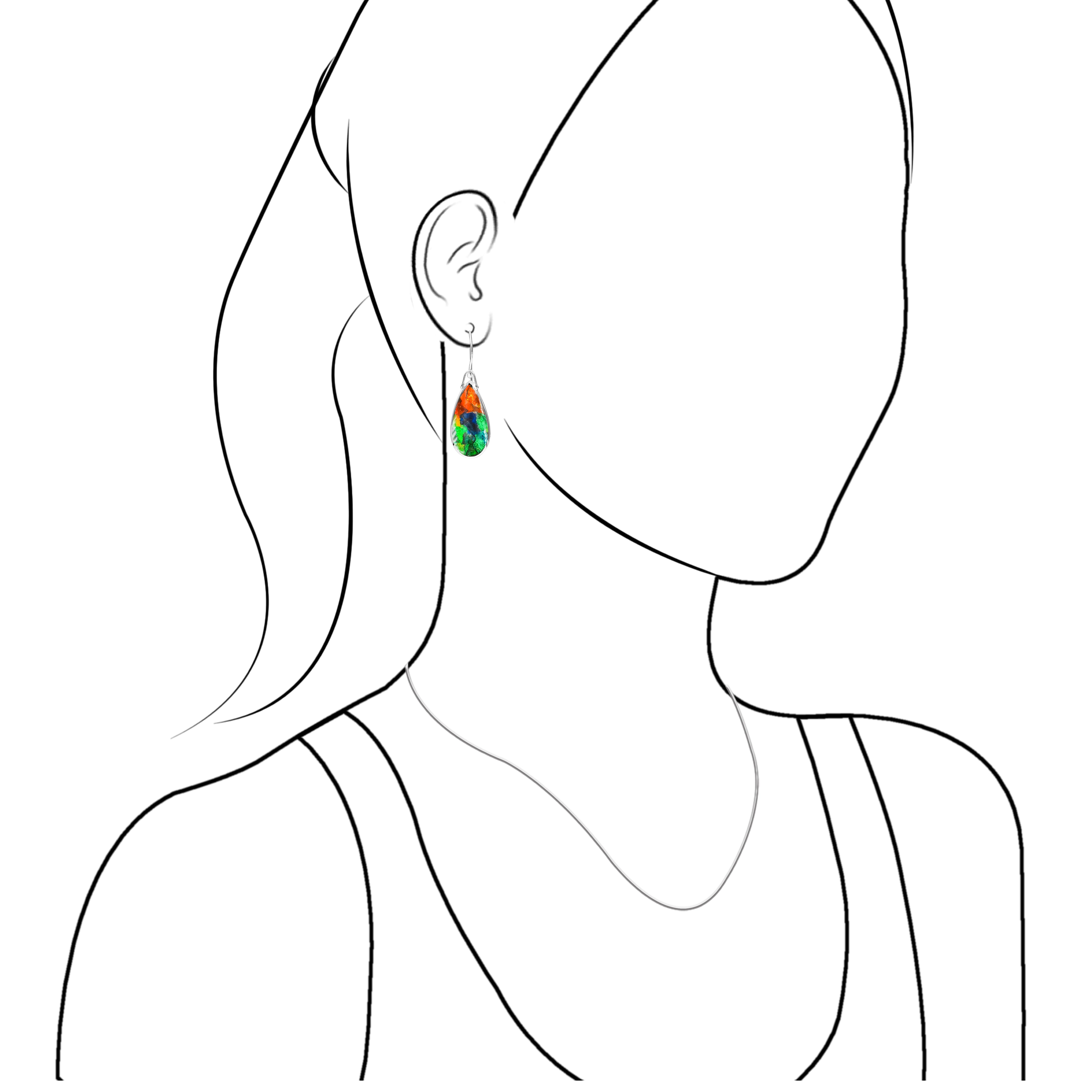 Starborn Reversible Pear Ammolite and Abalone Shell Earring in Sterling Silver