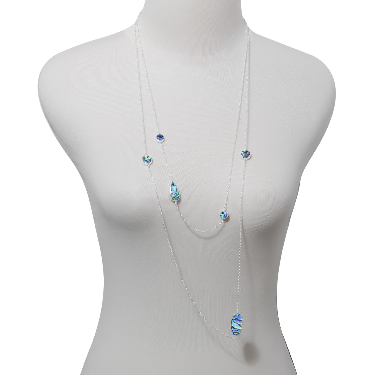 Reversible Ammolite & Abalone Shell Double Layer Necklace