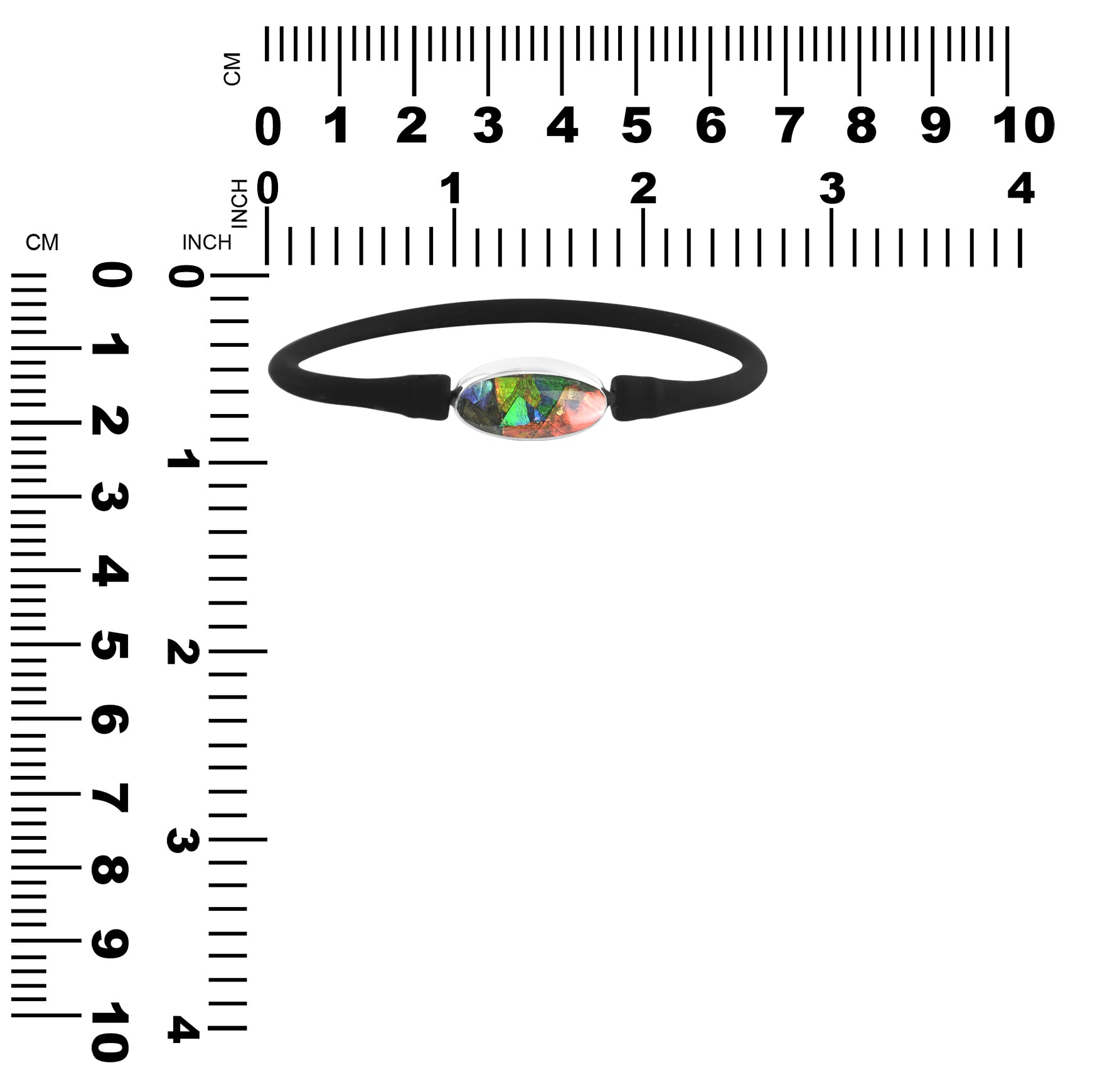 Starborn Reversible Oval Ammolite and Abalone Shell Bracelet with Silicone Bands