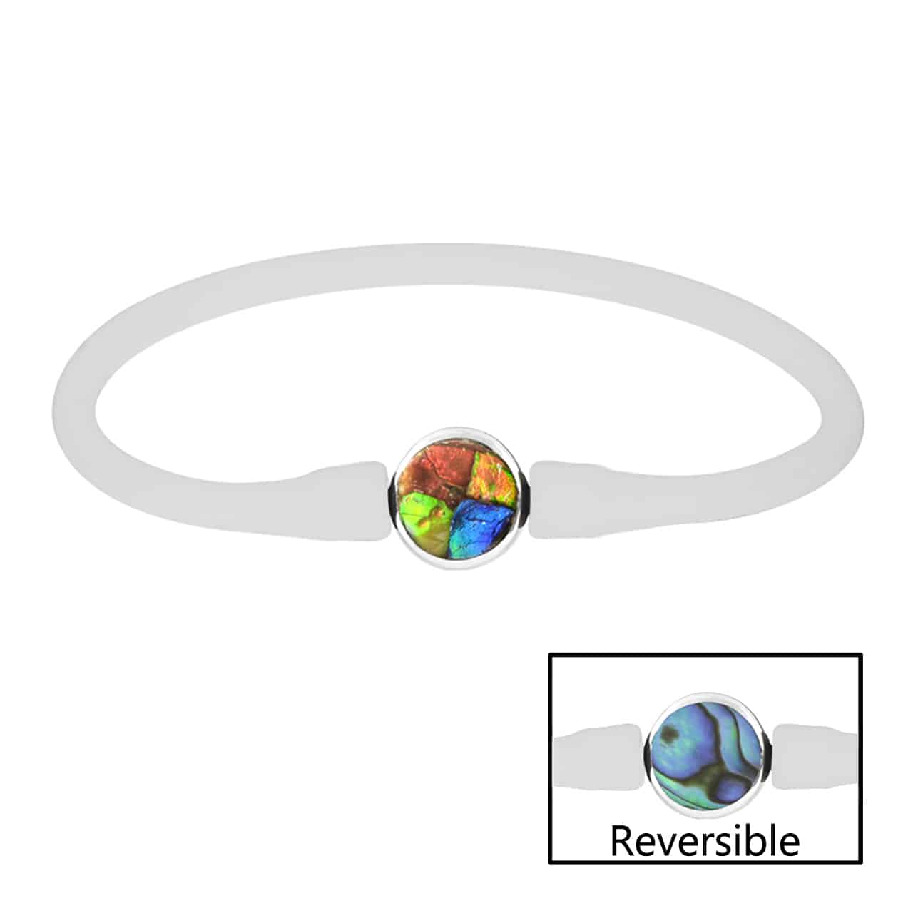 Starborn Wendbares rundes Silikonarmband mit Ammolit und Abalone-Muschel