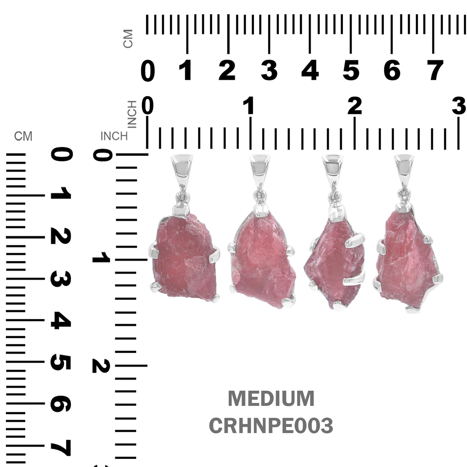 Starborn Gem Rhodonite Rough Pendant in Sterling Silver