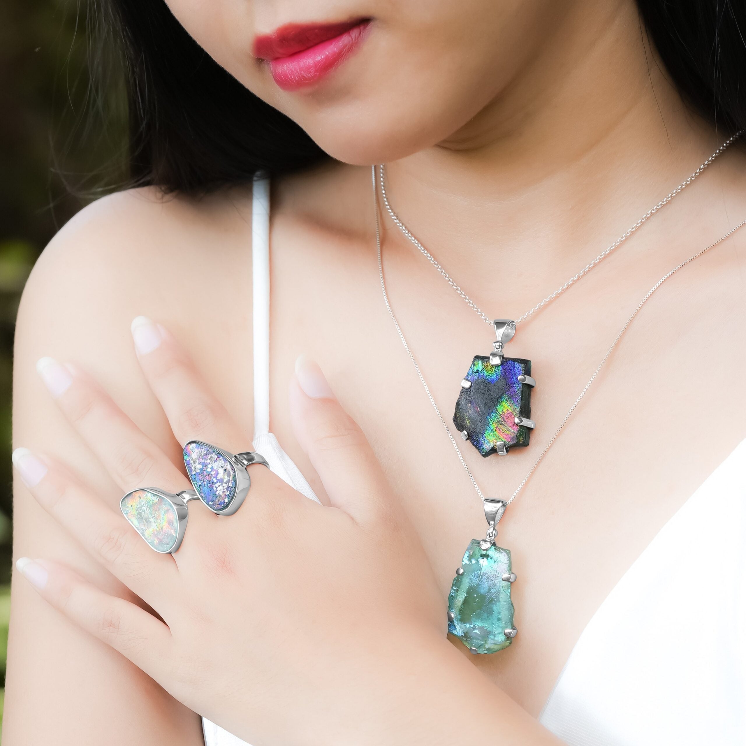 Roman Glass Pendant & Ring