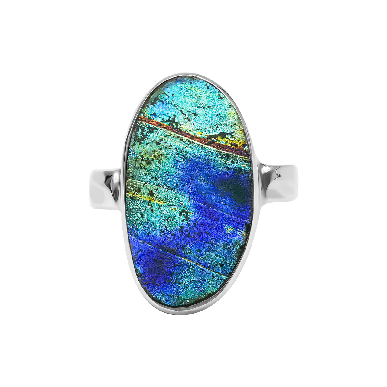 Roman Glass Freeform Ring in Sterling Silver