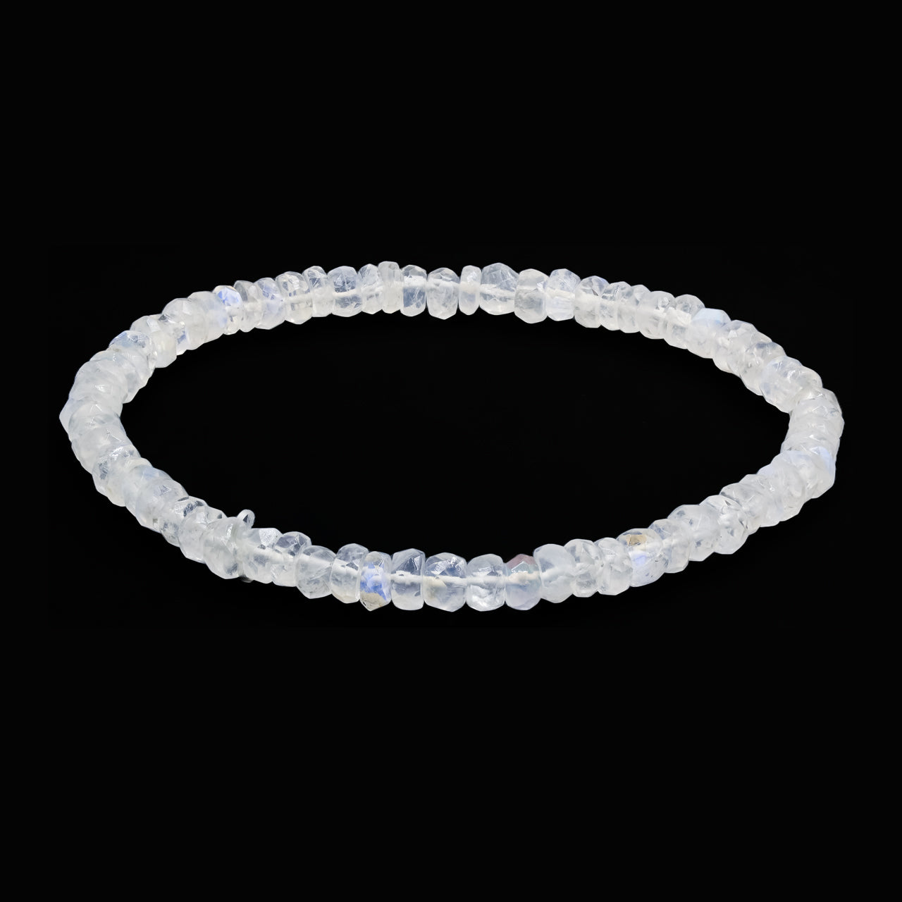 Starborn Rainbow Moonstone Rondelle Faceted Bead Elastic Bracelet