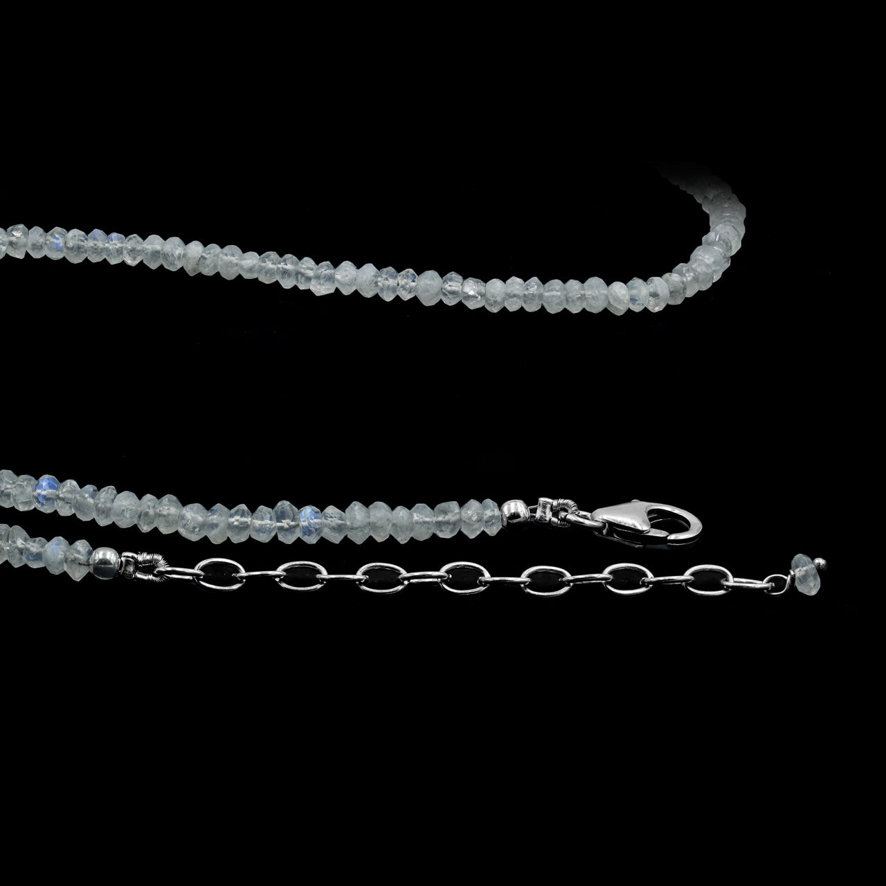 Starborn Rainbow Moonstone Faceted Rondelle Bead Chain Necklace