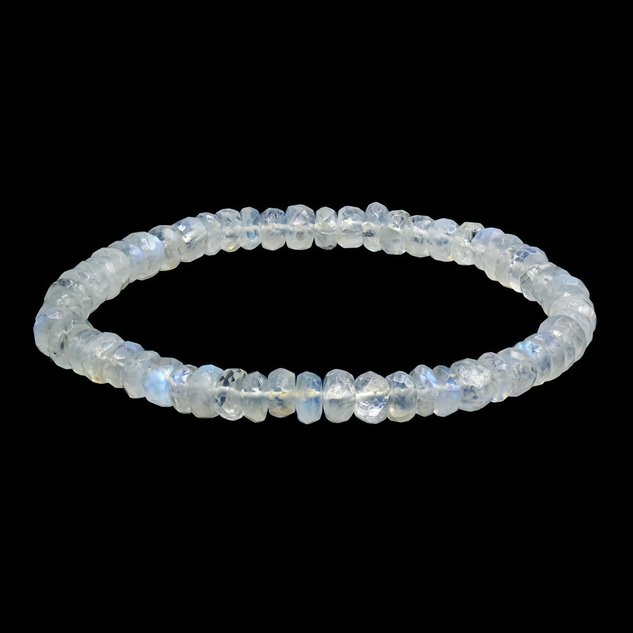 Starborn Rainbow Moonstone Rondelle Faceted Bead Elastic Bracelet