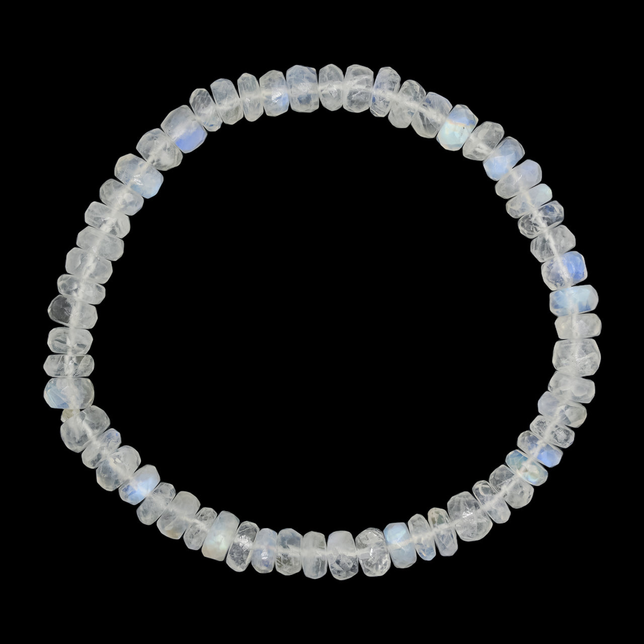 Starborn Rainbow Moonstone Rondelle Faceted Bead Elastic Bracelet