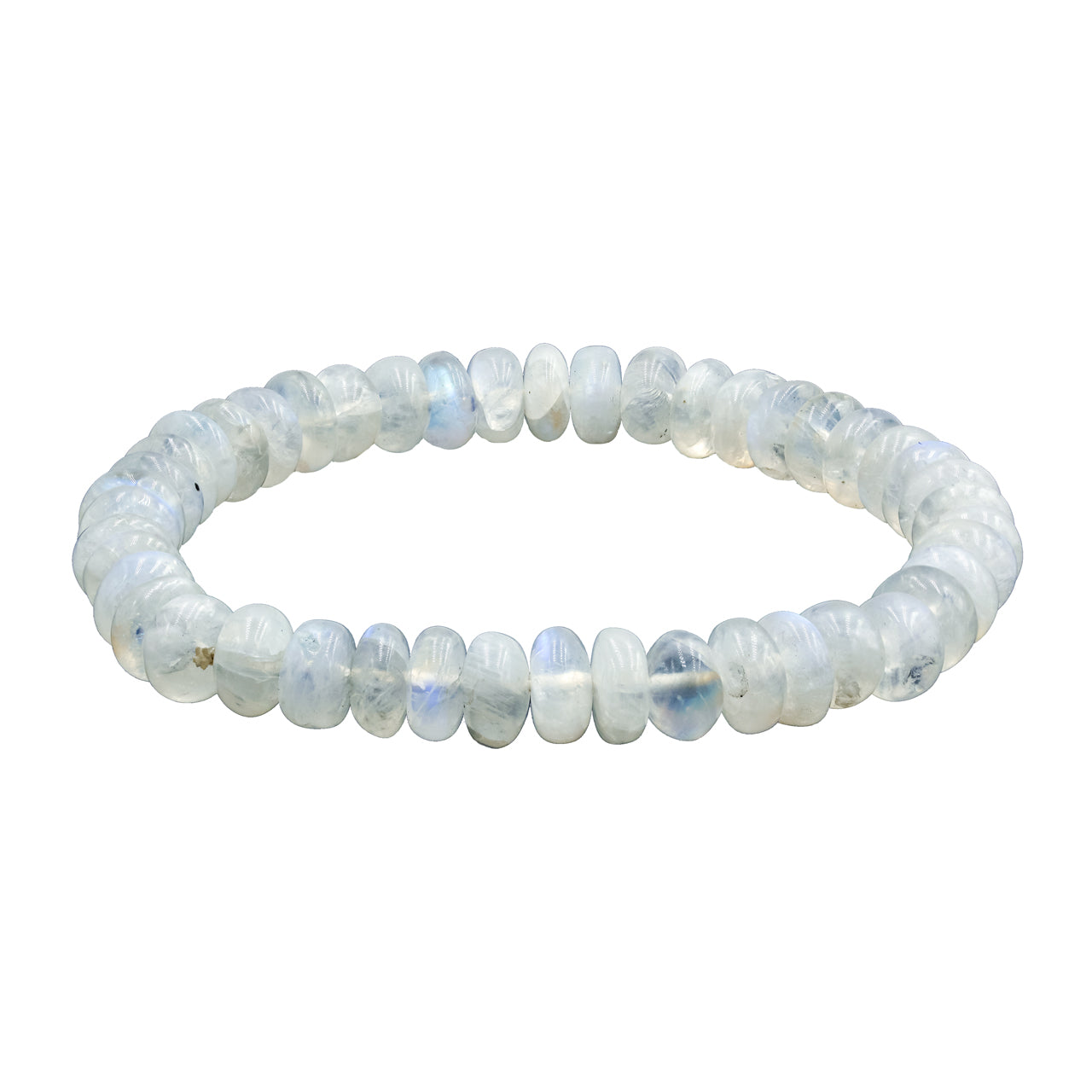 Starborn Rainbow Moonstone Rondelle Bead Elastic Bracelet - 7 inch