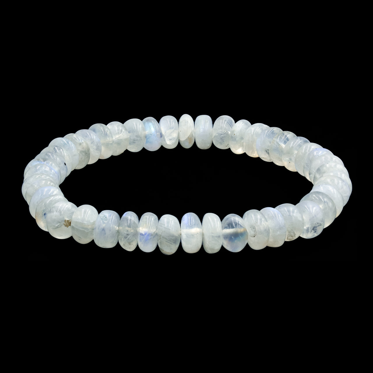 Starborn Rainbow Moonstone Rondelle Bead Elastic Bracelet - 7 inch