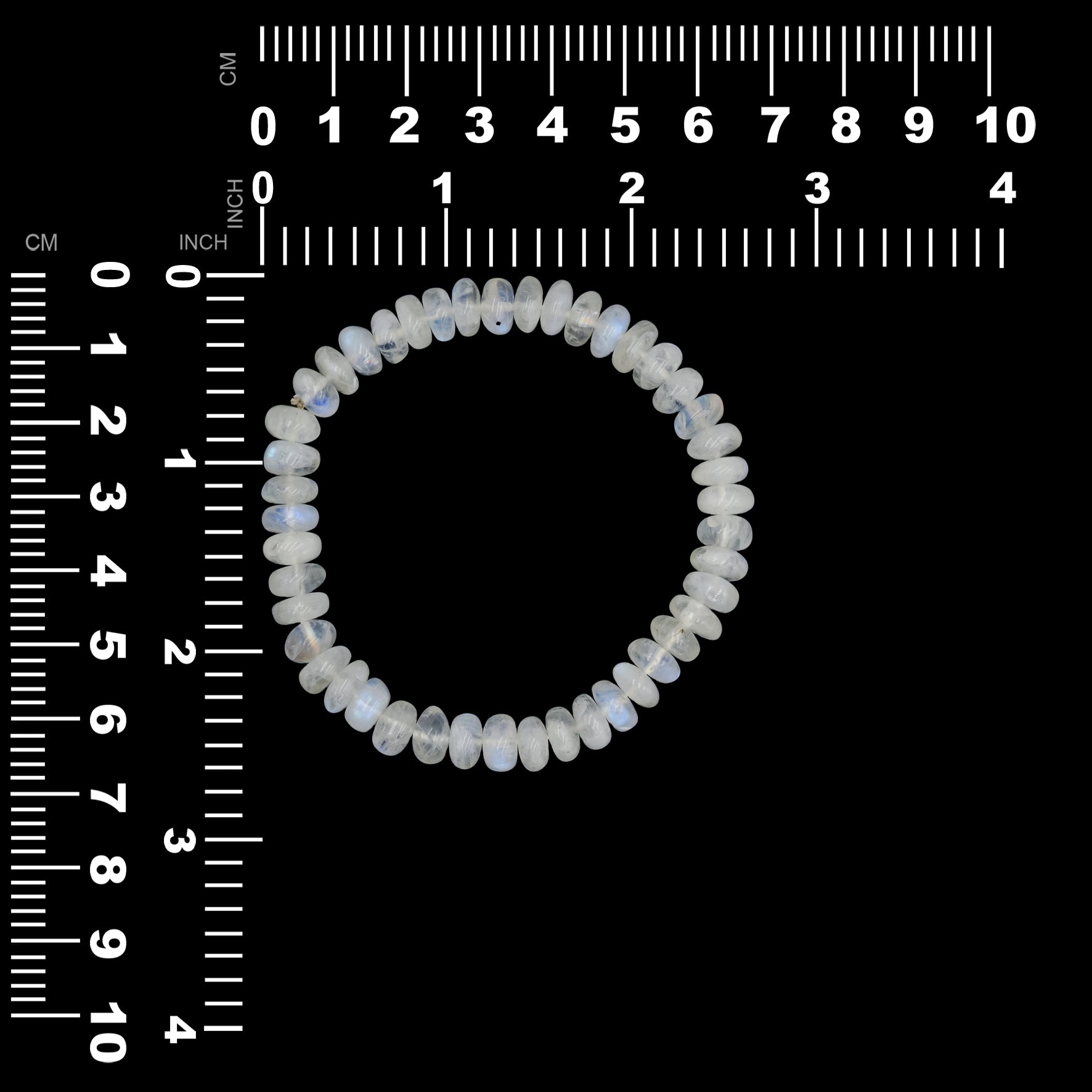 Starborn Rainbow Moonstone Rondelle Bead Elastic Bracelet - 7 inch