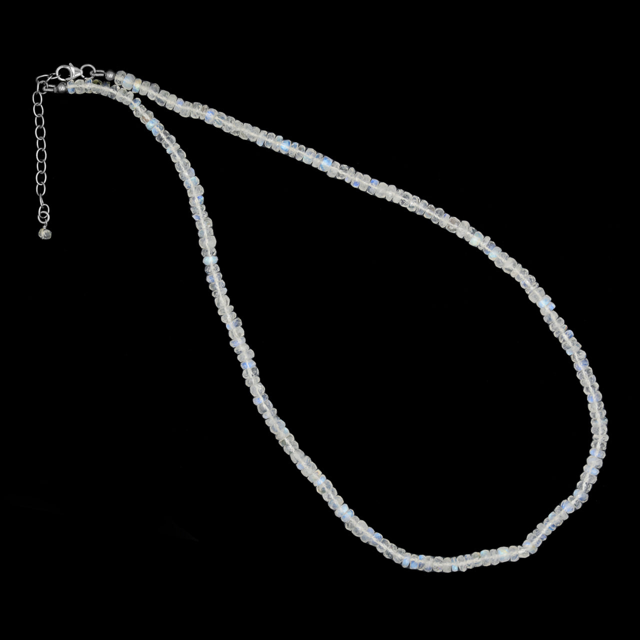Starborn Rainbow Moonstone Faceted Rondelle Bead Chain Necklace