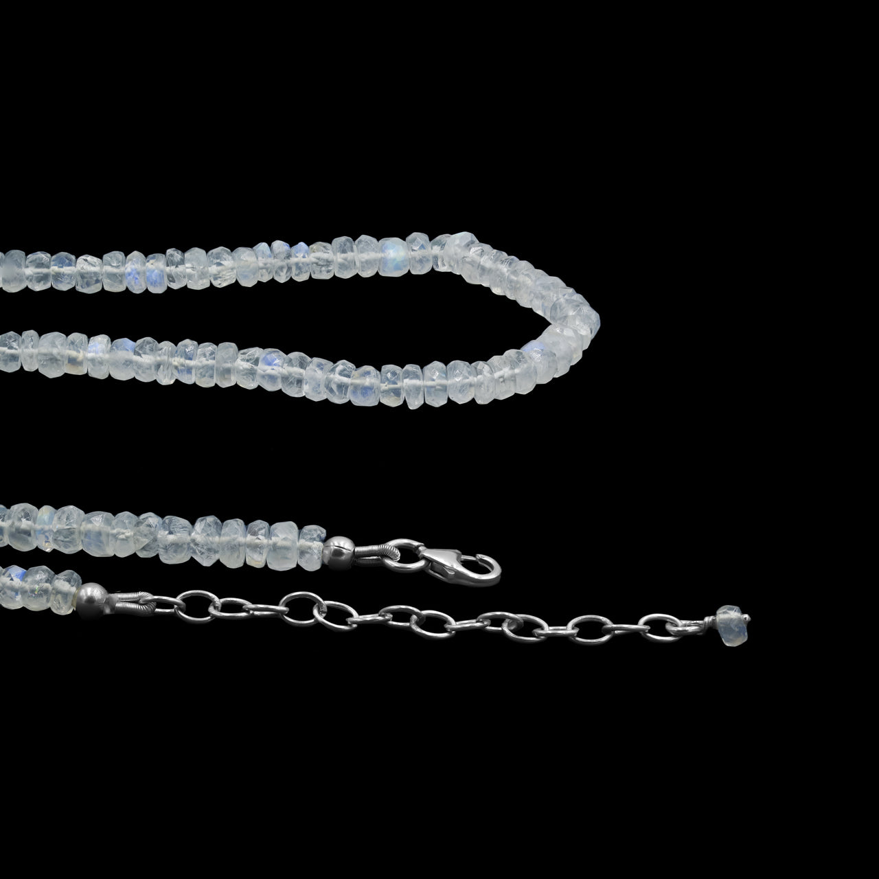 Starborn Rainbow Moonstone Faceted Rondelle Bead Chain Necklace